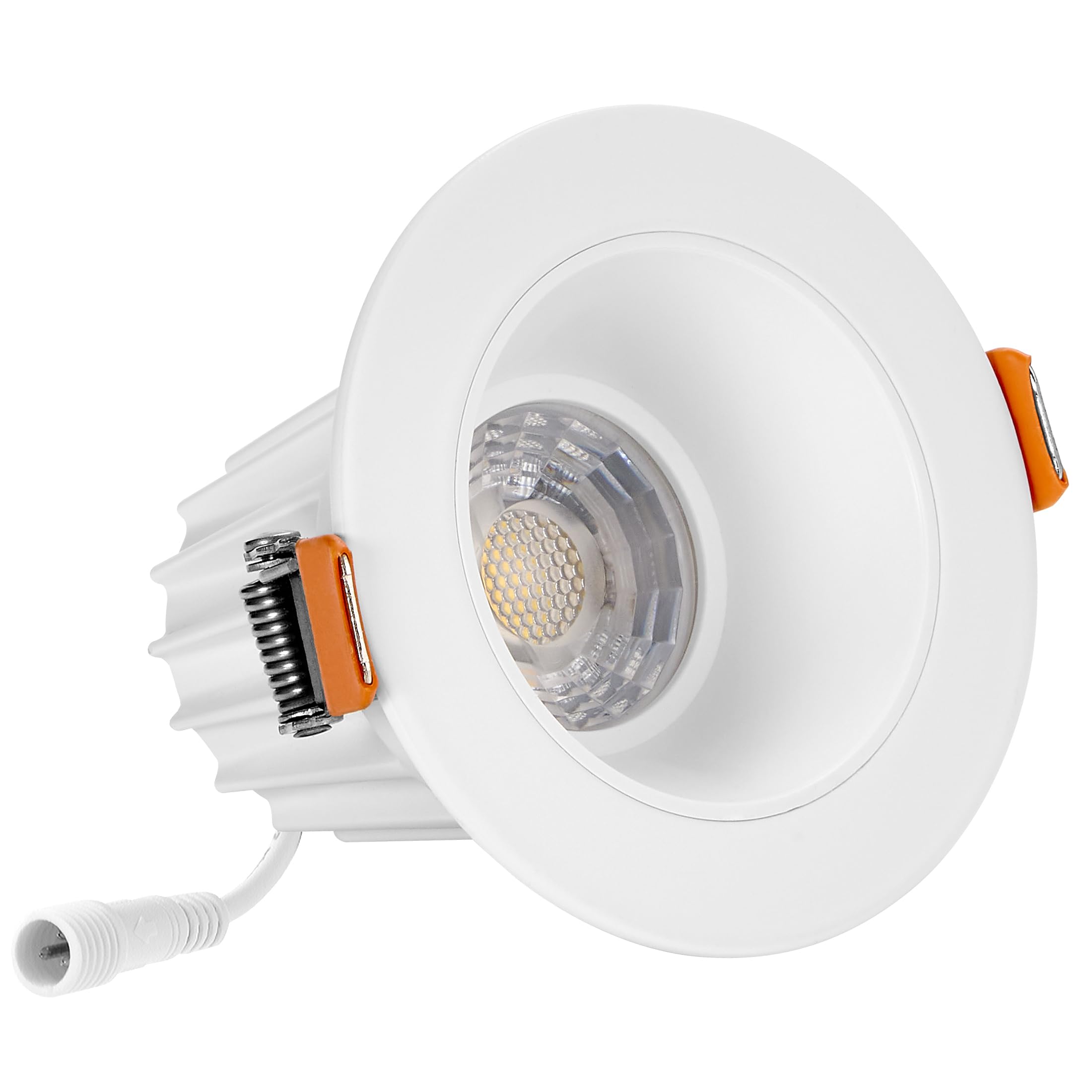 Maxxima 2 In. Ultra-Thin Recessed Anti-Glare Led Downlight - Canless Ic Rated, 600 Lumens, 5 Color Temperature Selectable 2700K/3000K/3500K/4000K/5000K, Dimmable, Round White Trim, 90 Cri, J-Box Incl