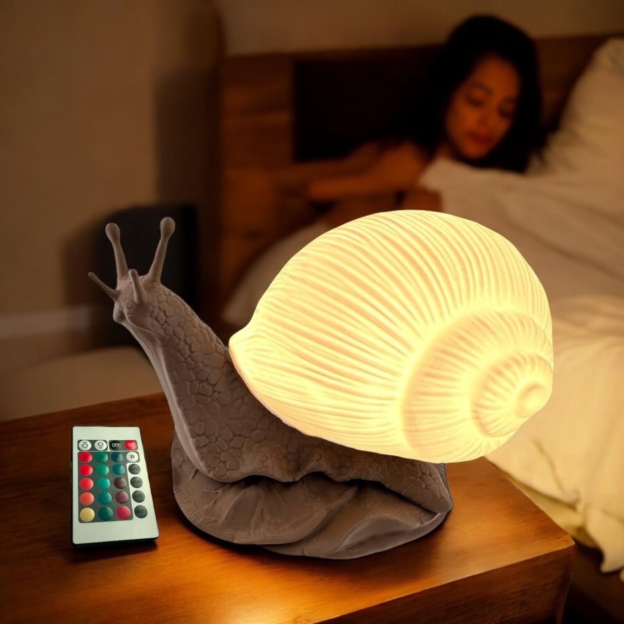 Glowing Snail Led Table Lamp - Usb Powered, 15 Color Changing Modes, Dimmable Night Light With Switch - Warm White & Multicolor 