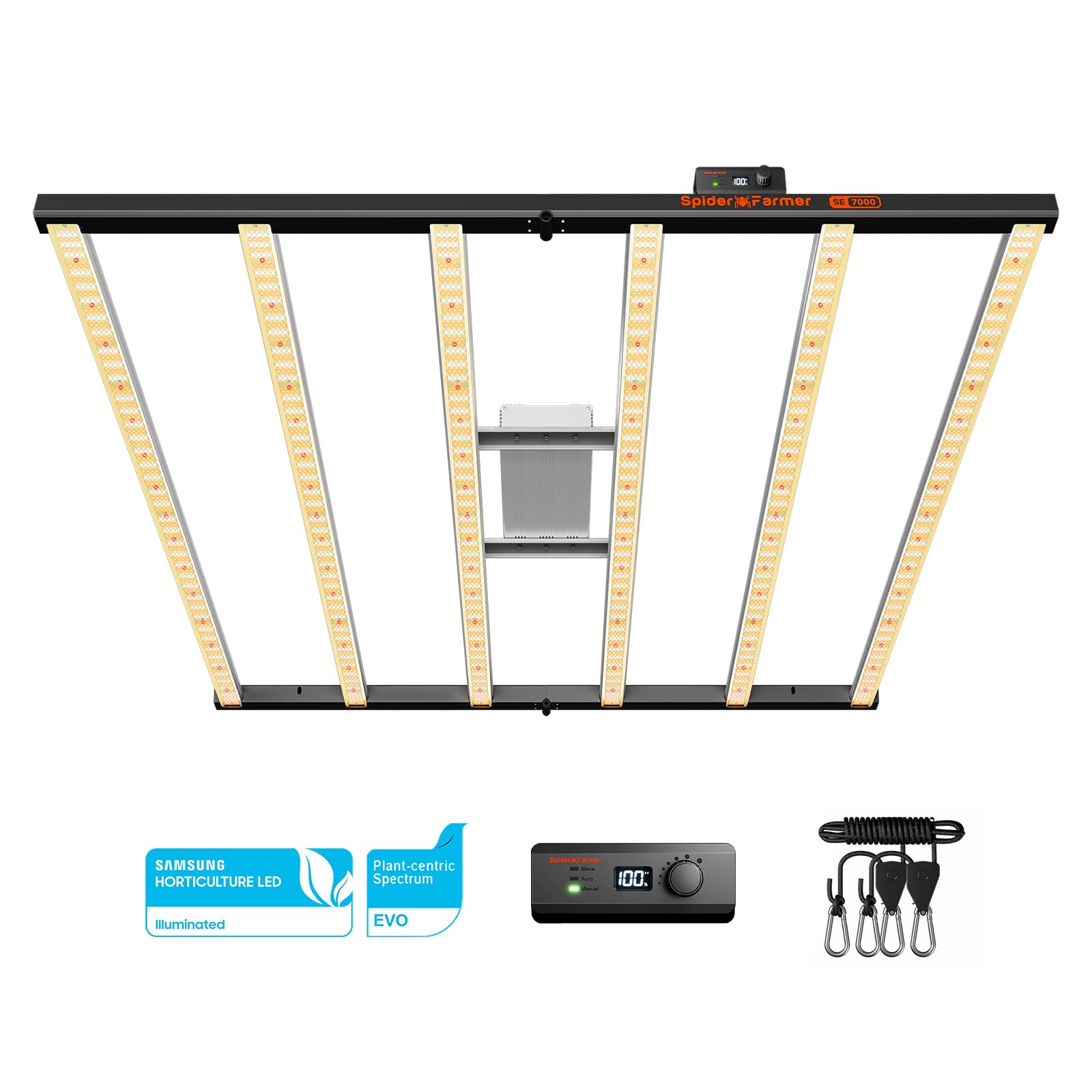 Spider Farmer Se7000 730W Led Grow Lights, Samsung Lm301H Evo Diodes, 2025 Upgraded Remote App Control, 5X5Ft Coverage Dimmable Daisy Chain Commercial Bar Style Led Growing Lamp, Vertical Farming