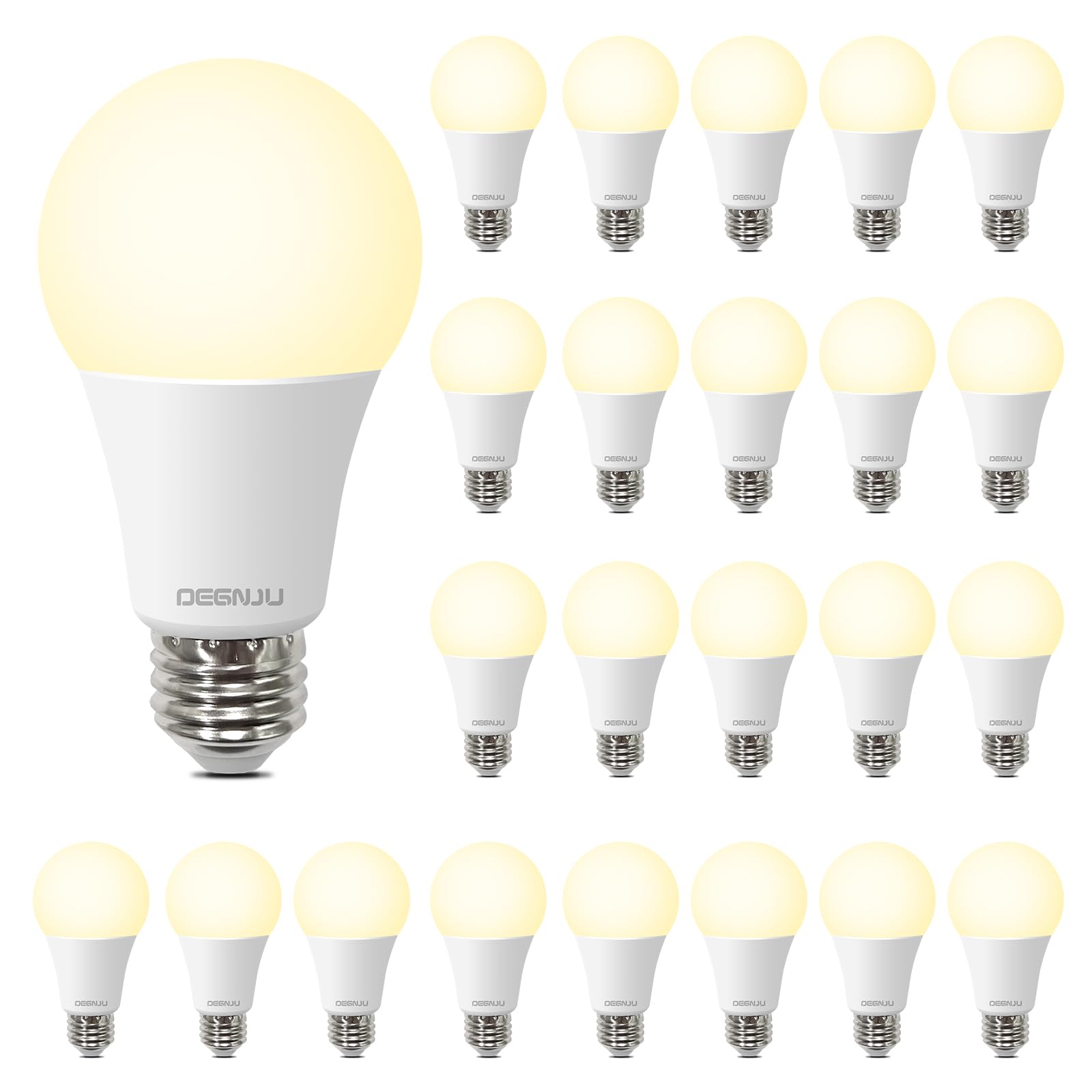 DEGNJU Light Bulbs 24 Pack,100 Watt Light Bulb Eqv, Warm Light Bulbs LED 1500LM, Soft White Light Bulb E26, 13W Bright Standard Appliance Light Bulb, 15000H, Non-Dimmable, White Light Bulbs for Rooms