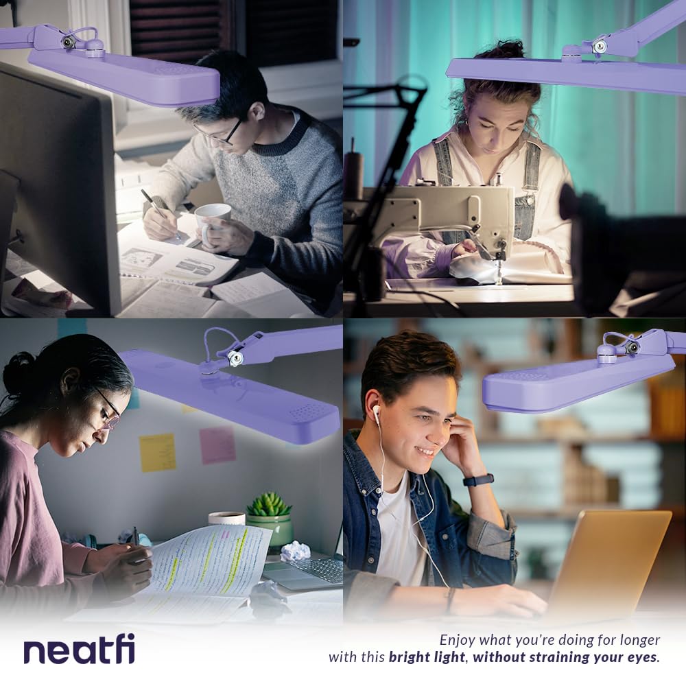 Neatfi Xl 2,500 Lumens Led Task Lamp, 22 Inches Wide, 30W, 162 Pcs Smd Led, Eye-Caring, Desk Light With Clamp For Home, Office,
