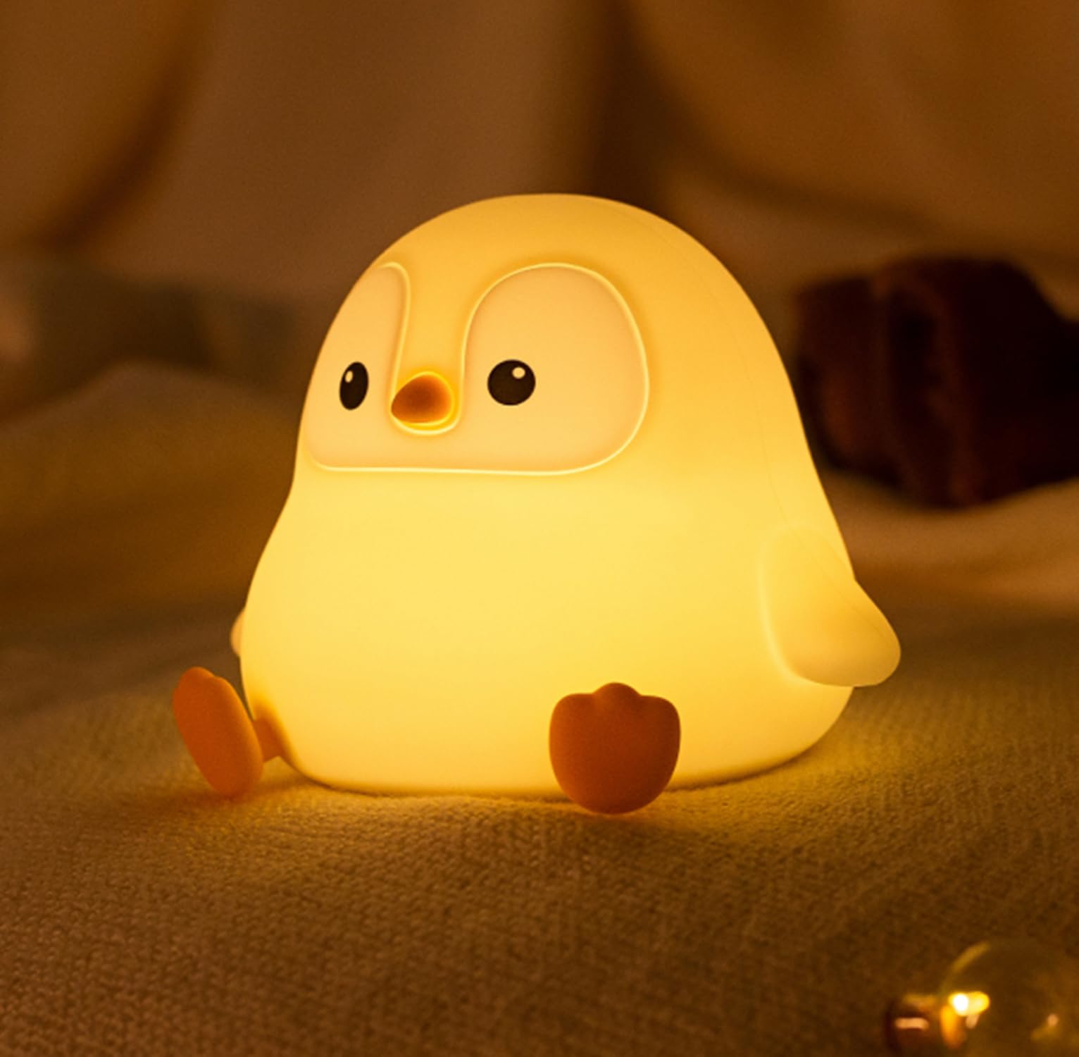 DREAMING MY DREAM Cute Penguin Night Light,LED Squishy Novelty Night Lamp,2 Levels Dimmable Nursery Bedroom Nightlight for Kids,