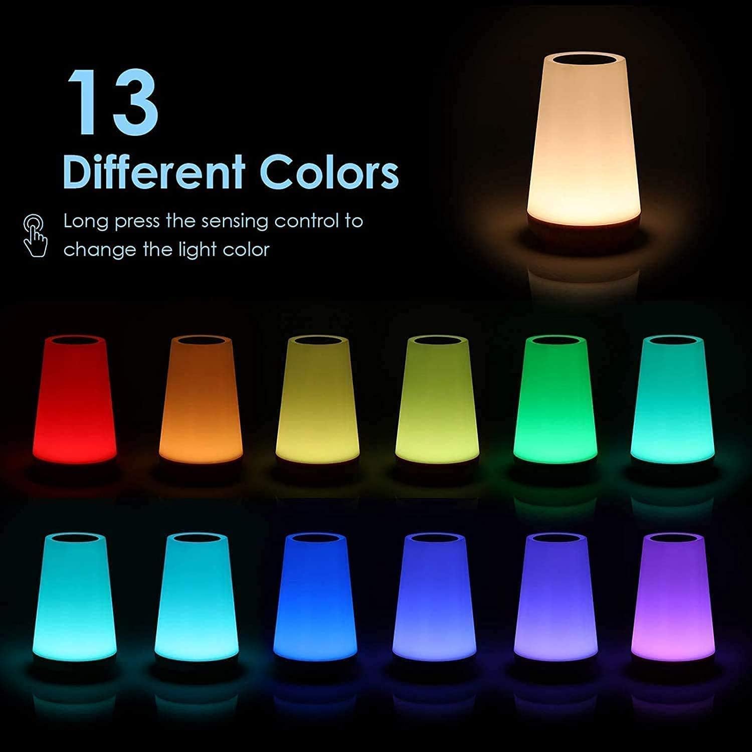 LHYueTong LED Night Light, Rechargeable Touch Light, 13 RGB Colors, Model 801, Pack of 1, Color 801