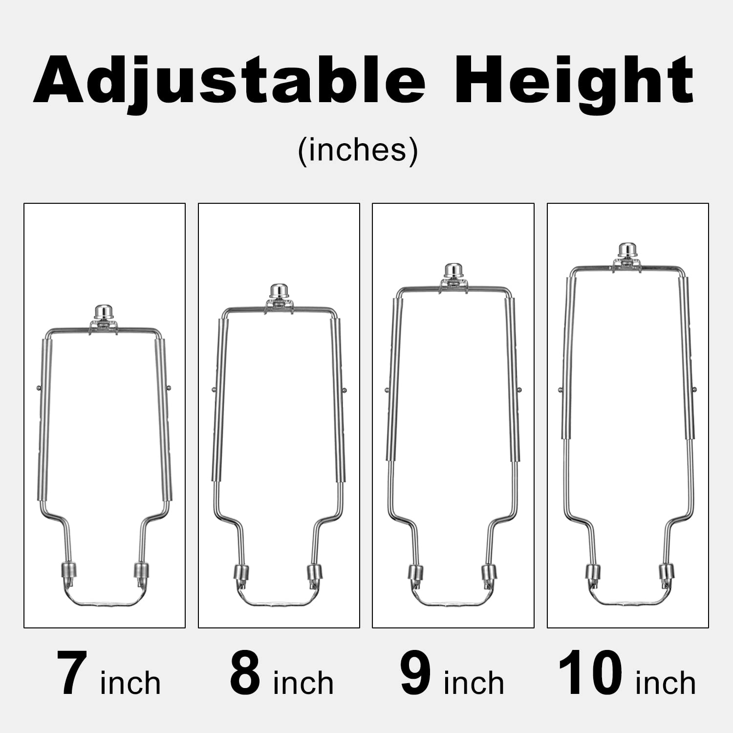 Lamp Harp Kit, 7 8 9 10 Inch Adjustable Lamp Shade Holder, Hardware Parts Included Harp Frame And Finials, Standard Saddle, E14