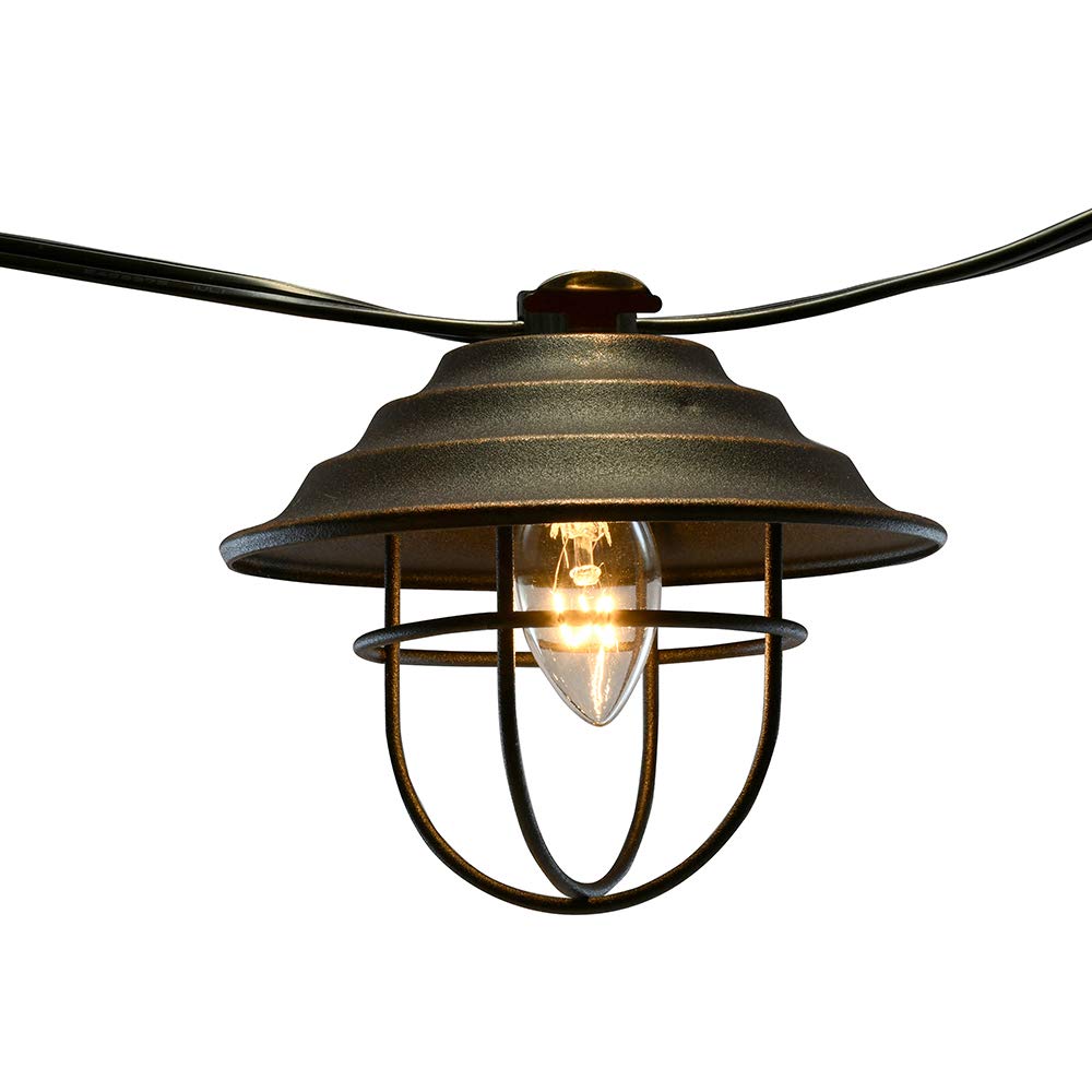 Lumabase Electric Café String Lights with 10 Bronze Metal Shades, Model 39301