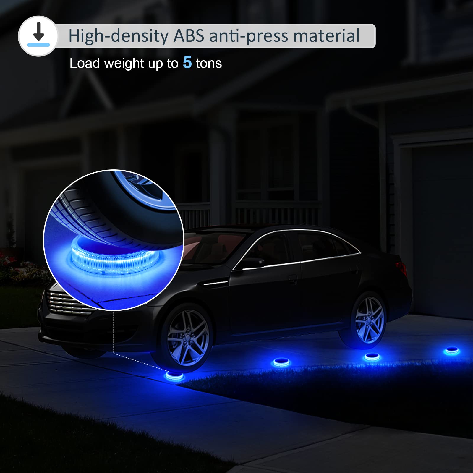 Blue Solar Deck Dock Lights Solar Powered, Step Warning Lights for Outside Driveway Sidewalk Garden Pathway Yard (4 Pack)