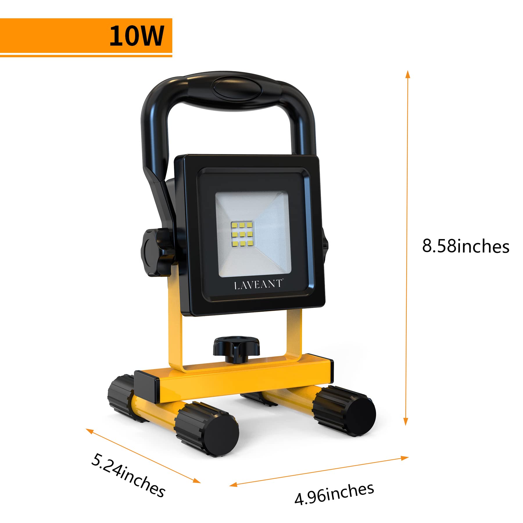 Laveant Rechargeable Led Work Lights,10W 2200Mah,600Lumens Portable Tiltable Waterproof Flood Lights With Stand, Men Tools For O