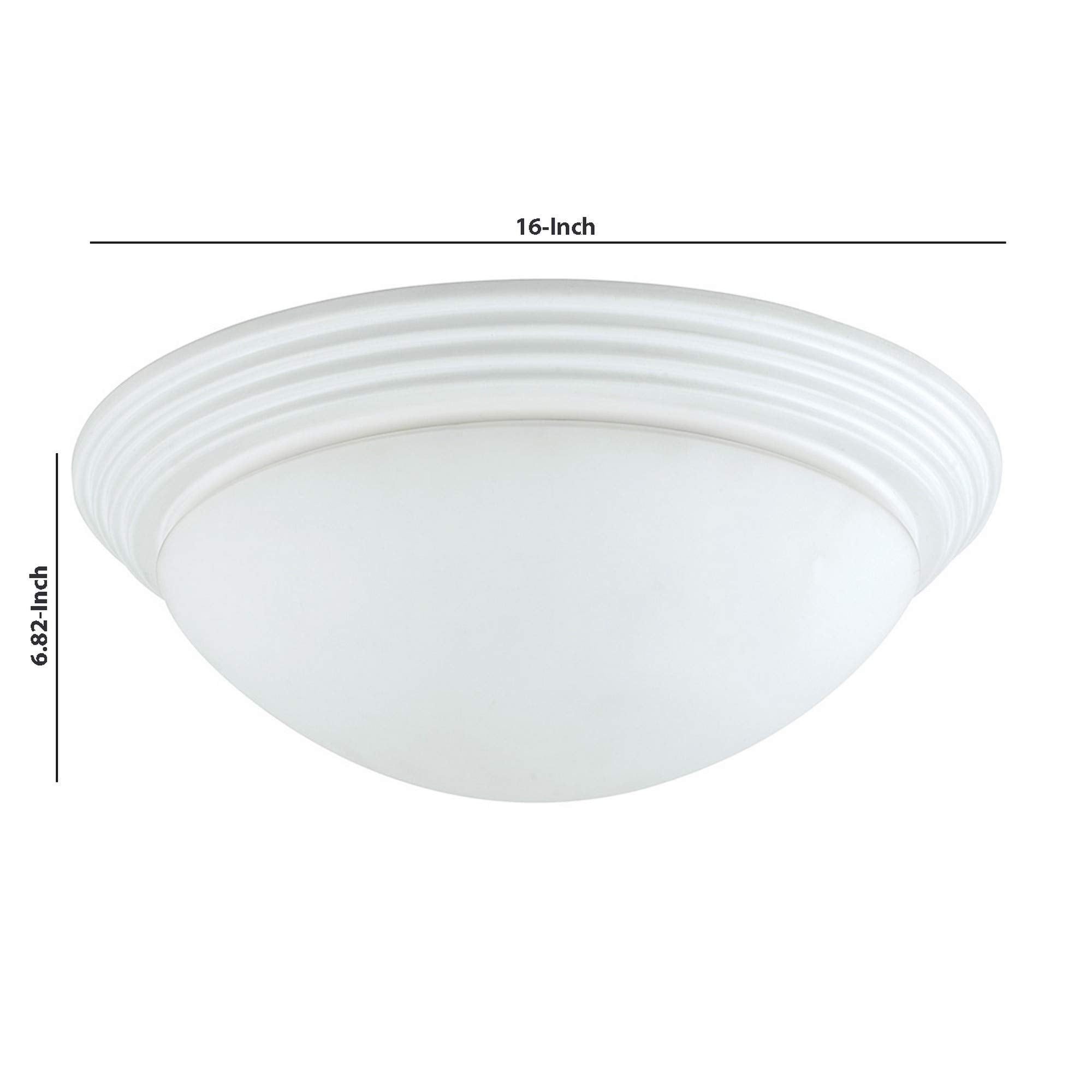 Benzara Dome Shaped Glass Ceiling Lamp, Hardwired Switch, Metal, Clear and White, Model BM220713