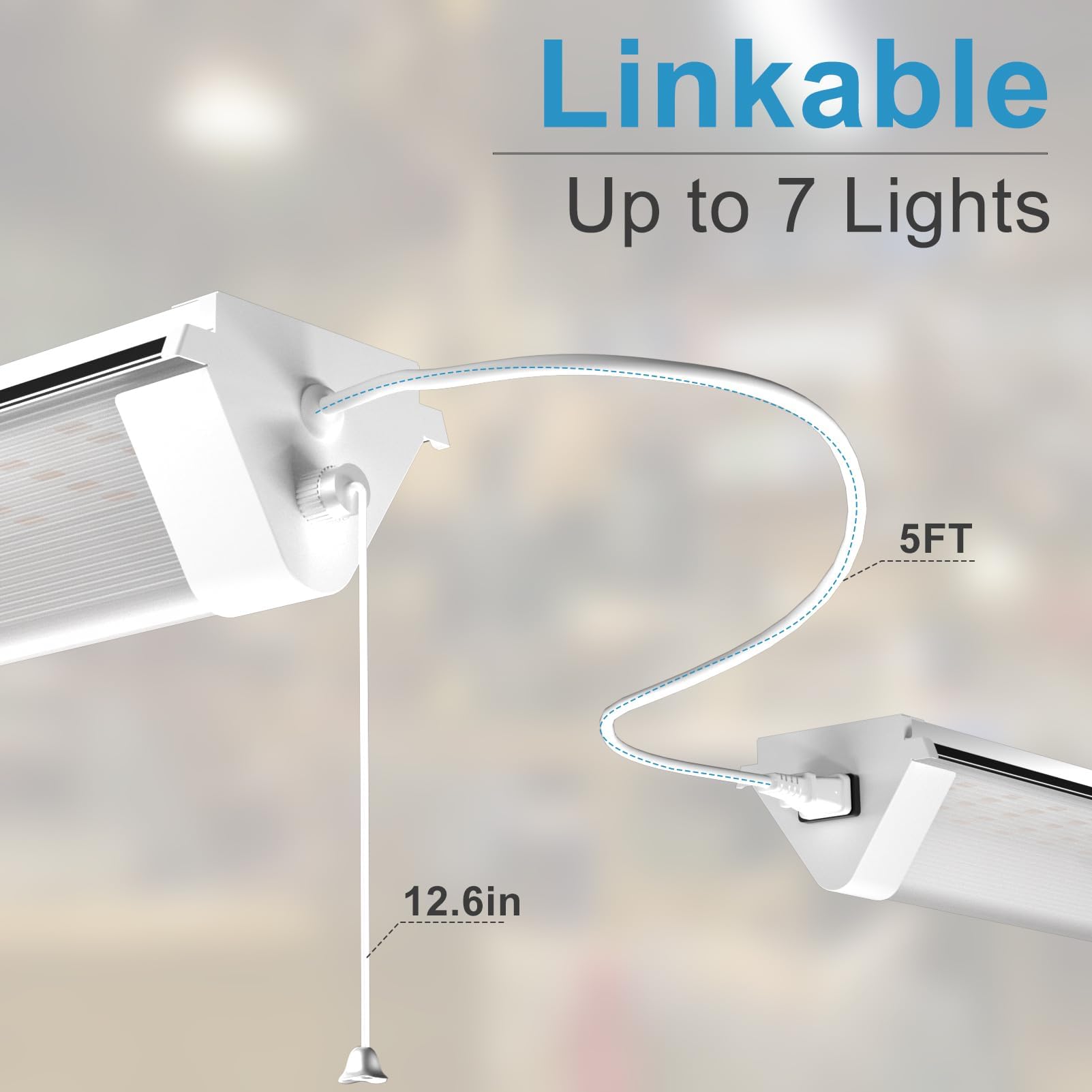 Upgraded 6 Pack 4Ft Linkable Heavy-Duty Led Shop Light With Pull Chain, 50W 7500Lm 100-277V 5000K Shop Lights Led 4Ft Plug In Fo