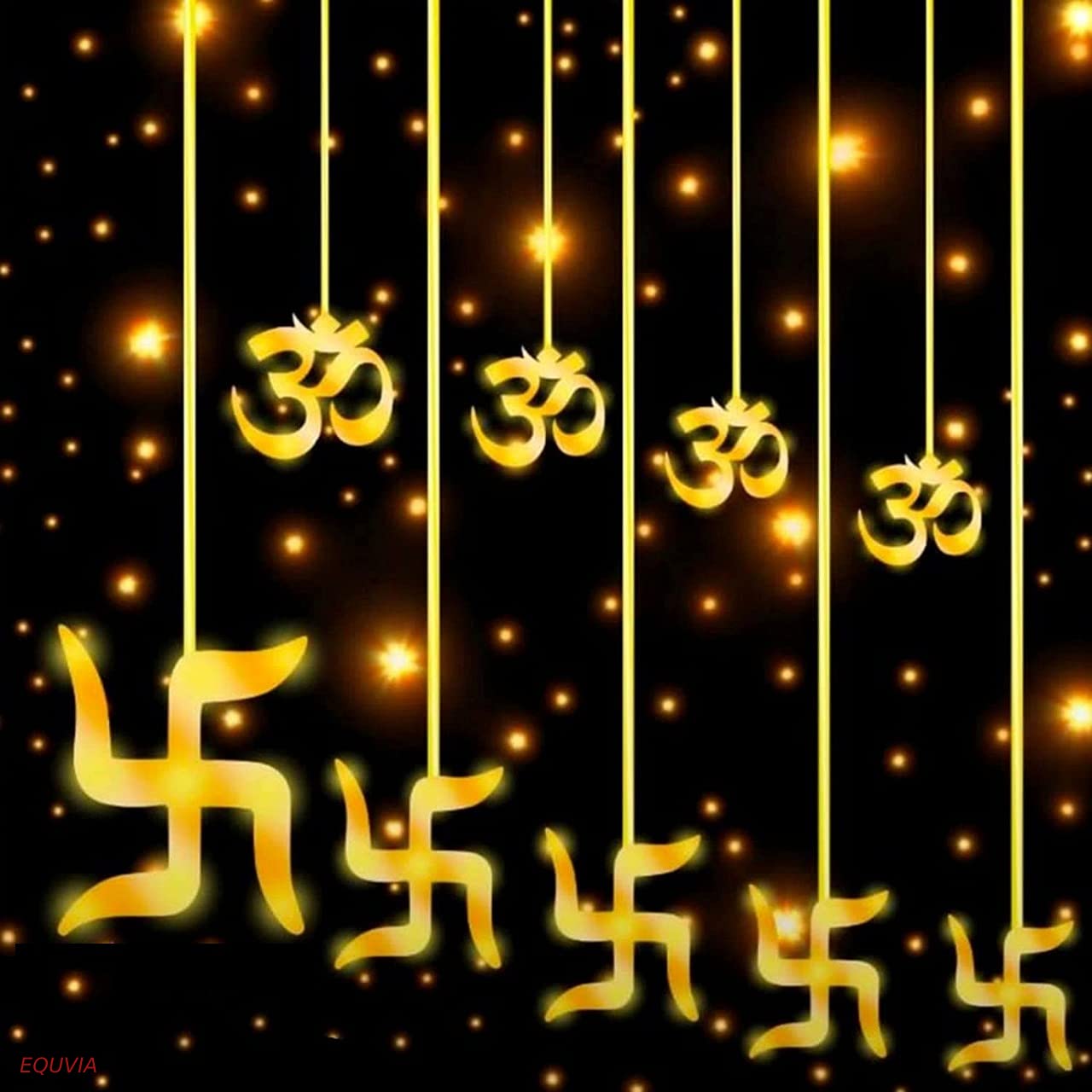 EQUVIA Religious Swastik and Om Decor Lights Swastika Symbol Decoration Square Shape Adjustable Auto Roof Lights Decoration for 
