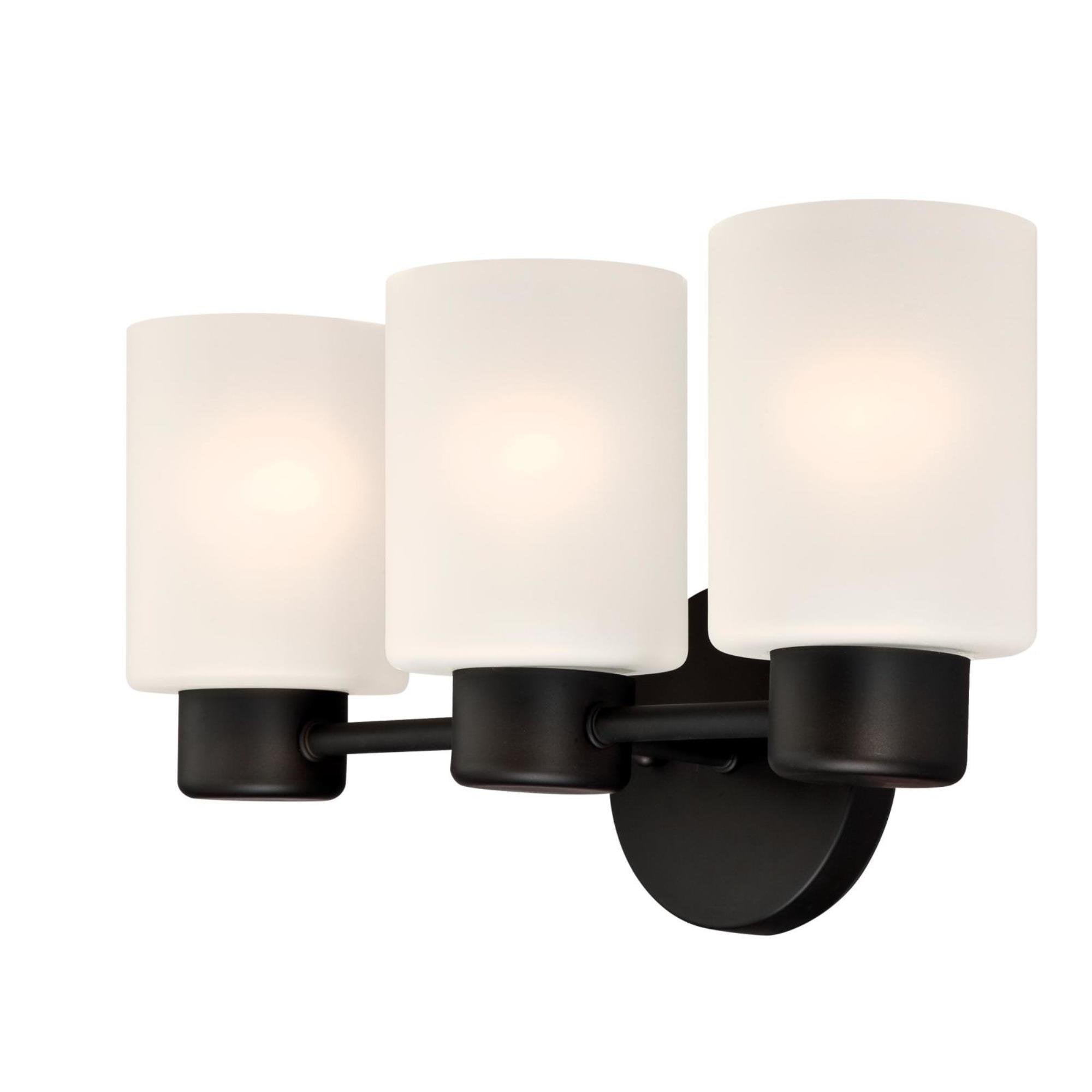 Westinghouse 6354300 Sylvestre Three-Light Indoor Wall Fixture, Oil Rubbed Bronze Finish With Frosted Glass