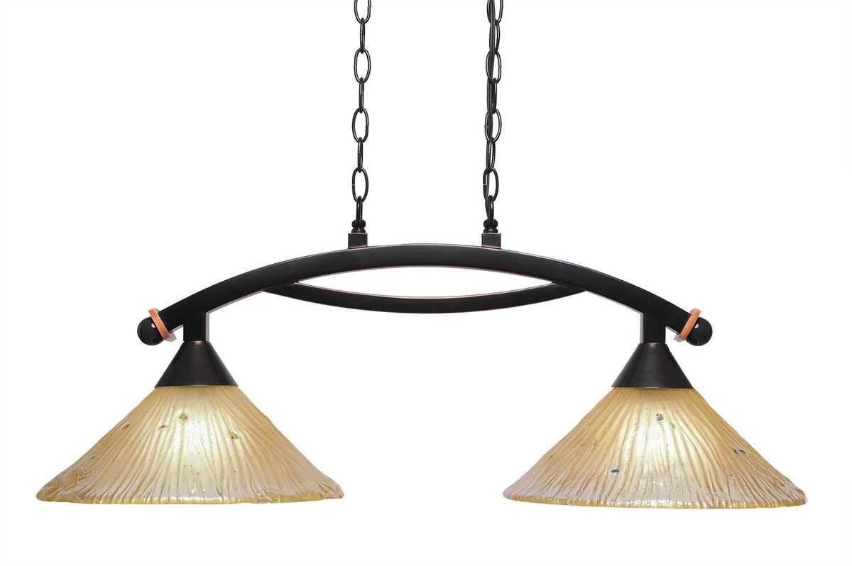Toltec Lighting Bow 2 Light Island in Black Copper (872-BC-700)