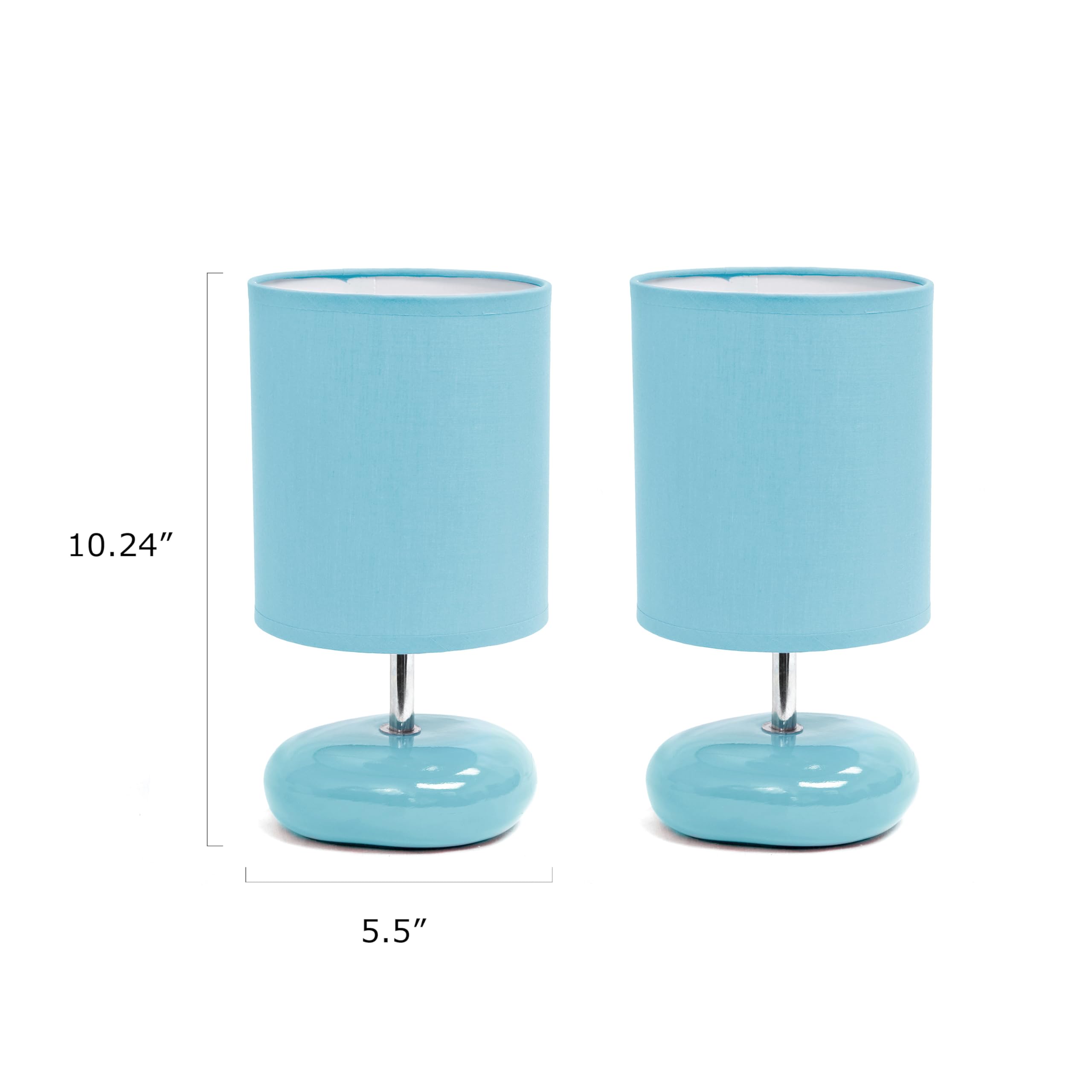 Simple Designs Lt2005-Blu-2Pk Stonies Small Stone Look Table Desk Bedside 2 Pack Lamp Set, Blue