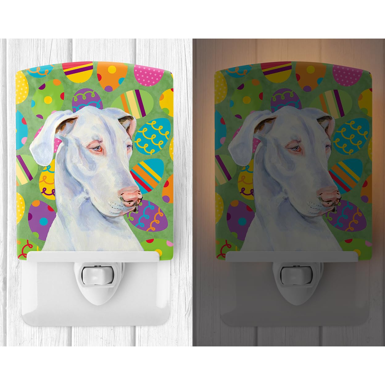 Carolines Treasures Great Dane Easter Eggtravaganza Ceramic Night Light, UL-Certified, 6x4x3 inches, Multicolor, Model LH9401CNL