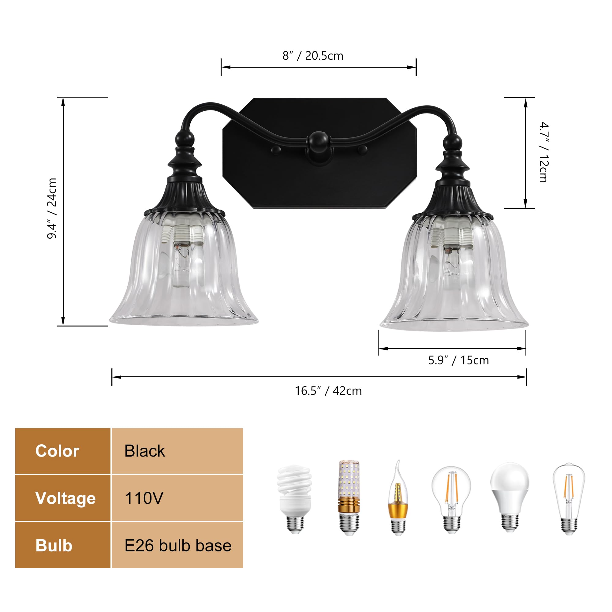 Lmnlvn Bathroom Vanity Light Fixture  2 Lights Bathroom Lighting Matte Antique Brass Finish With Crystal Glass Shade  Vintage Vanity Light For Bathrooms