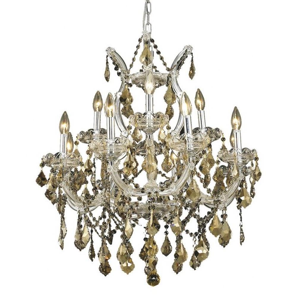 Elegant Lighting Royal Cut Crystal Chandelier, 13-Light, Two-Tier, 27inx26in, Chrome Finish, Model 2800D27C-GT/RC