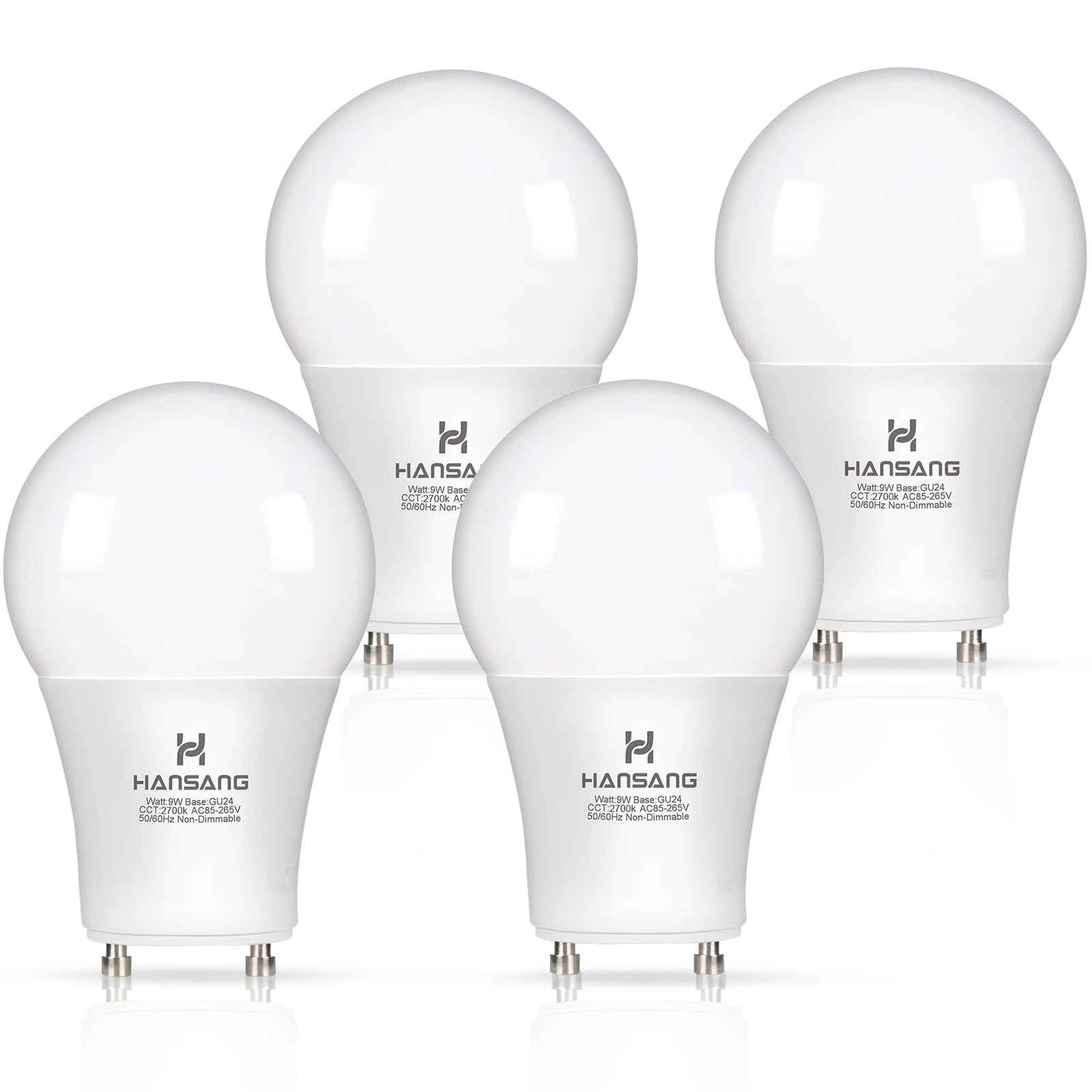 hansang GU24 LED Light Bulb,A19 Shape Bulb,9W (100W Equivalent),900 Lumens,2700K Warm White,Gu24 Twist Lock Base,Replacing CFL C