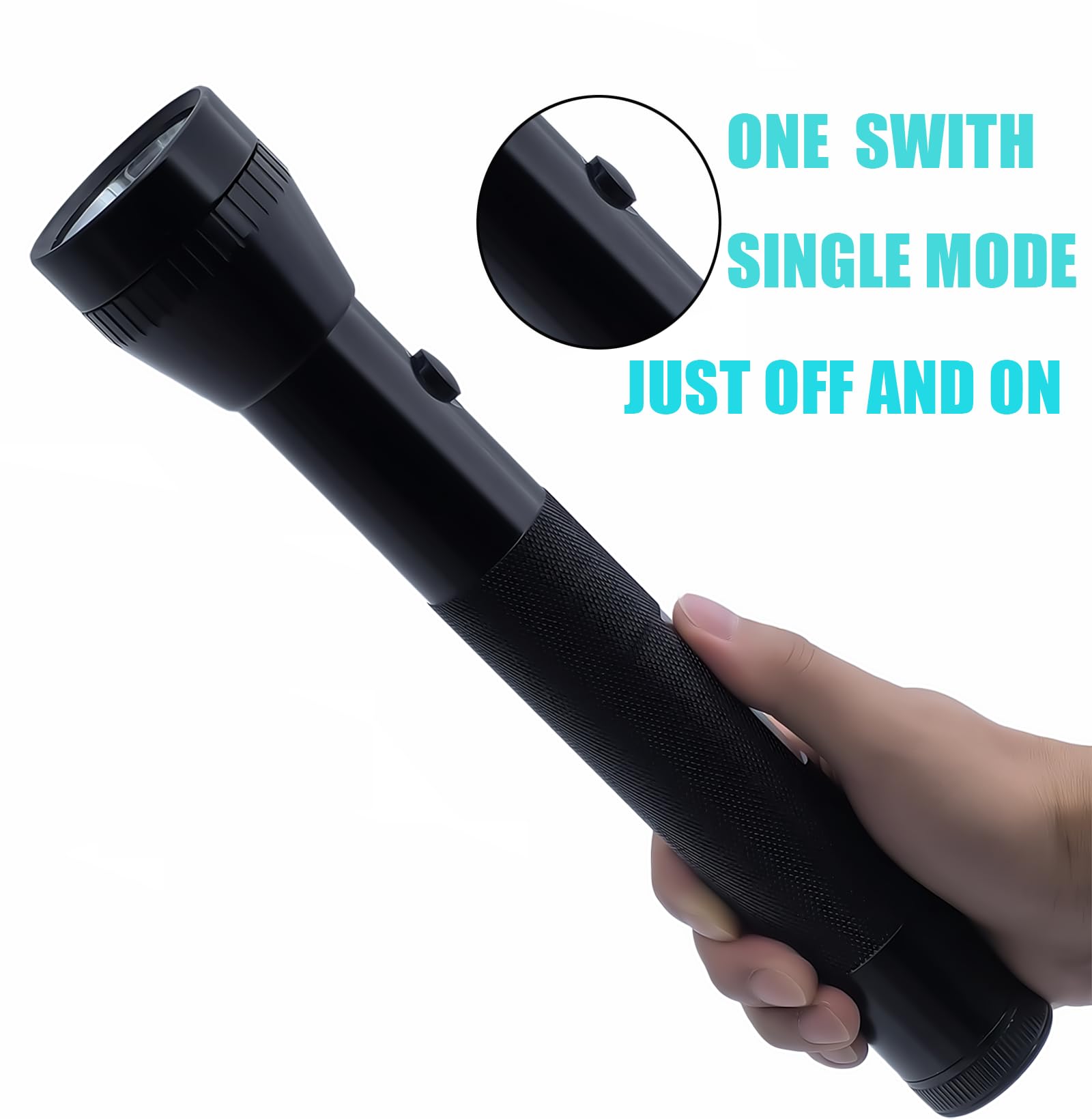 Darlur Heavy Duty Led Flashlight, 3 D Cell Battery, High Lumens, For Home Emergency,Single Mode, Aluminum Body, Black