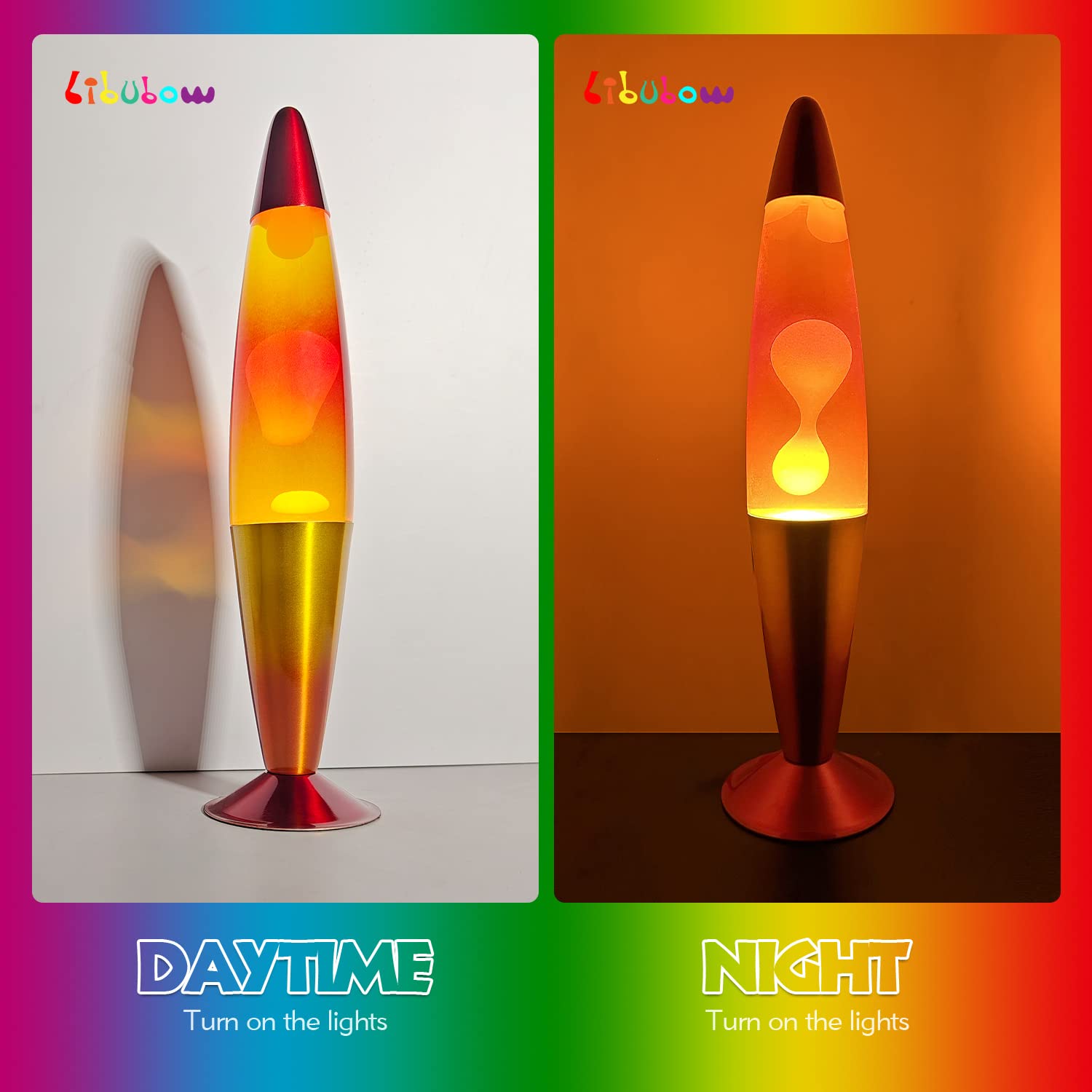 16 Inch Rainbow Motion Lamp with 2 Bulbs, Sunset Lamp Sunrise Lamp, Night Light Mood Lighting for Adults, Home Room Office Decor