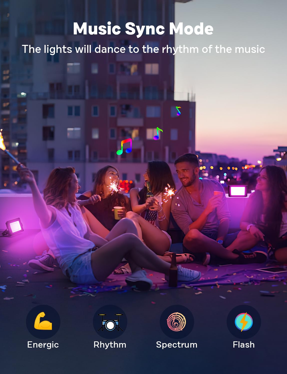 Alfele 36W Rgbw Led Flood Light, Color Changing Outdoor Lighting, Remote Control, Ip66, 4 Pack