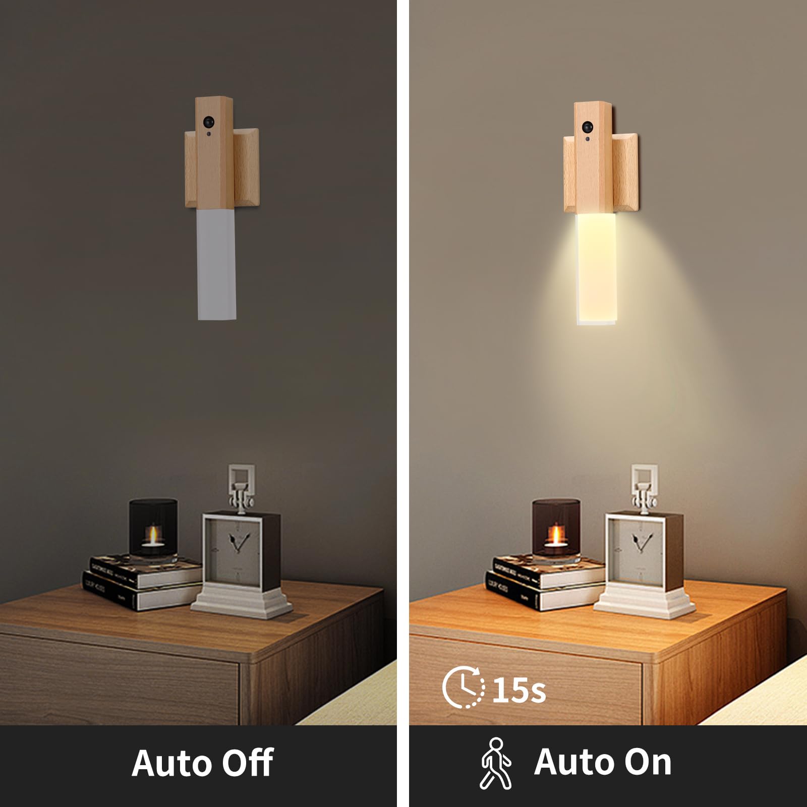 Bcmsda Rechargeable Wall Sconce Set of 2, LED Motion Sensor Light-Colored, Magnetic, Portable Wireless, Model 005-QS