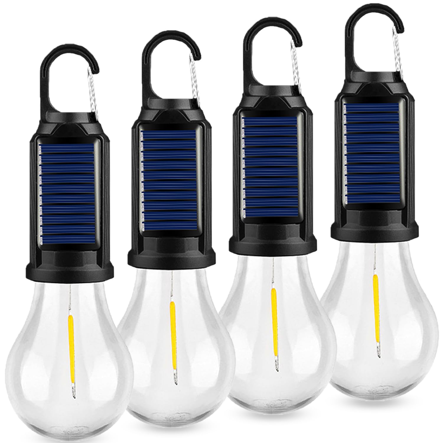 MVIOCS 4-Pack Solar Camping Lantern  Portable LED Solar USB Rechargeable Lantern Flashlight Emergency Hanging Light for Indoor Outdoor Home Power Outages Hiking Hurricane (4)