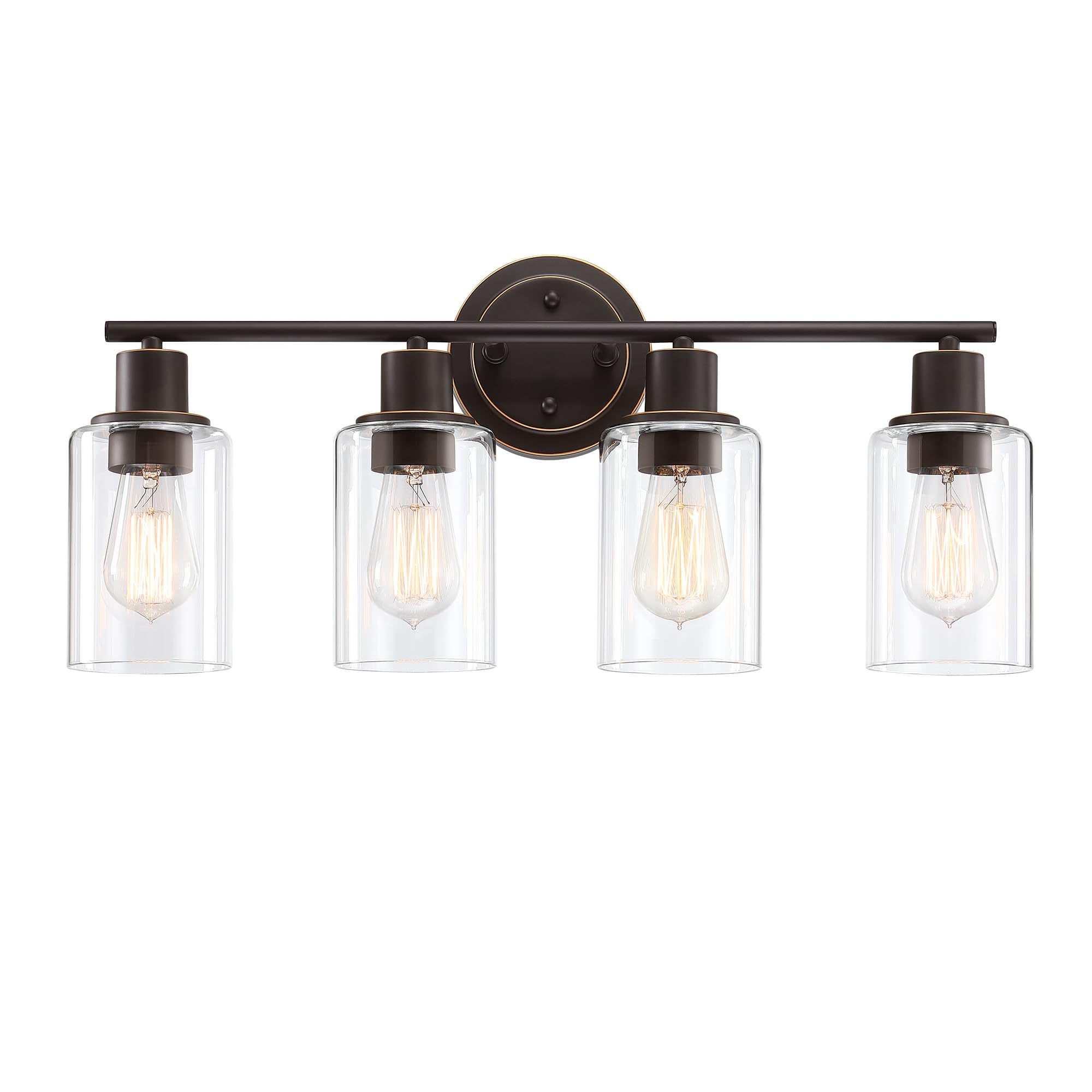 Faymart 4-Light Bathroom Light Fixture, Oil Rubbed Bronze, Glass & Metal, Model 748327231379
