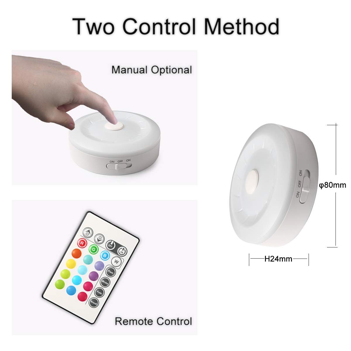 Wobsion Puck Lights With Remote, Color Changing Under Cabinet Led Lighting, Closet Light, Usb Rechargeable Puck Lights For Count