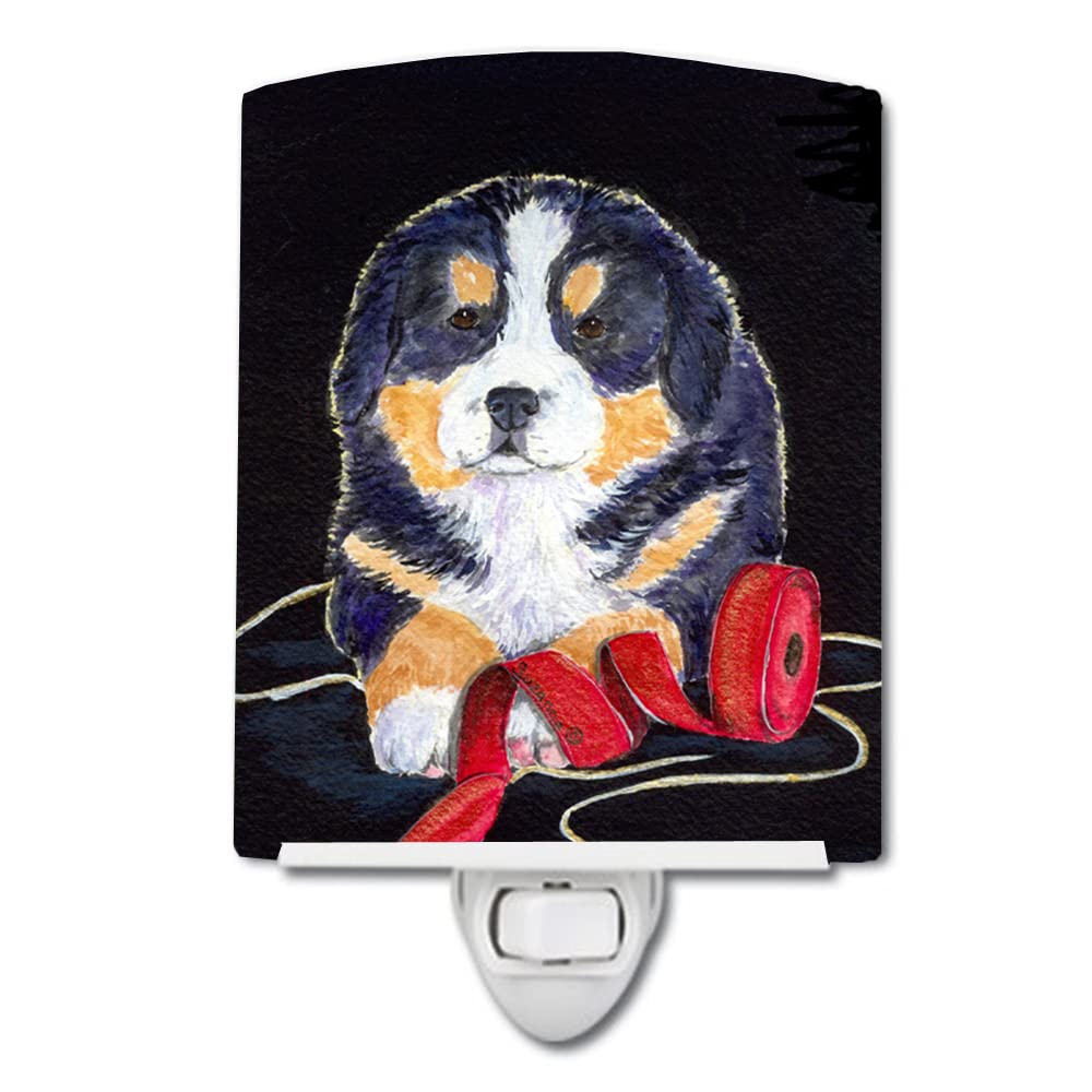 Caroline'S Treasures Ss8569Cnl Bernese Mountain Dog Ceramic Night Light Compact, Ul-Certified, Ideal For Bedroom, Bathroom, Nursery, Hallway, Kitchen, 6X4X3, Multicolor