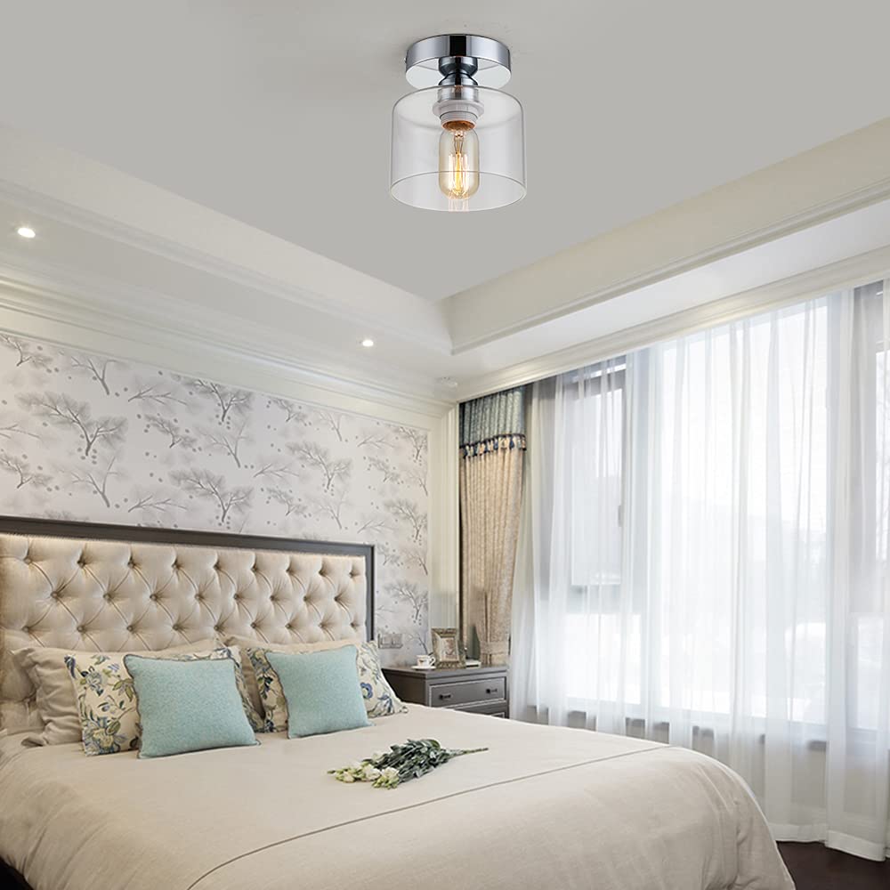 2 Pack Modern Semi Flush Mount Ceiling Light, Rustic Ceiling Light Fixture For Closet, Hallway, Kitchen, Dining Room, Hallway, F