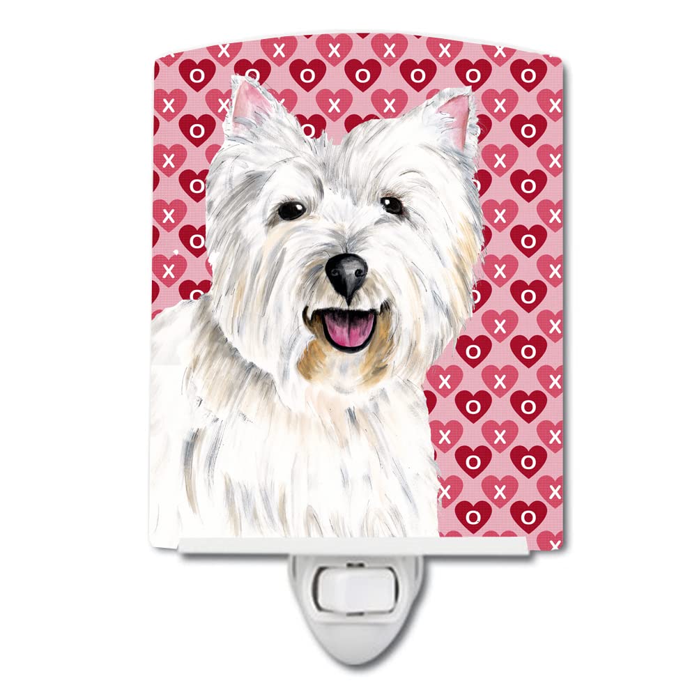Carolines Treasures Ceramic Night Light, Westie Hearts Design, UL-Certified, 6x4x3in, Multicolor, Model SC9269CNL
