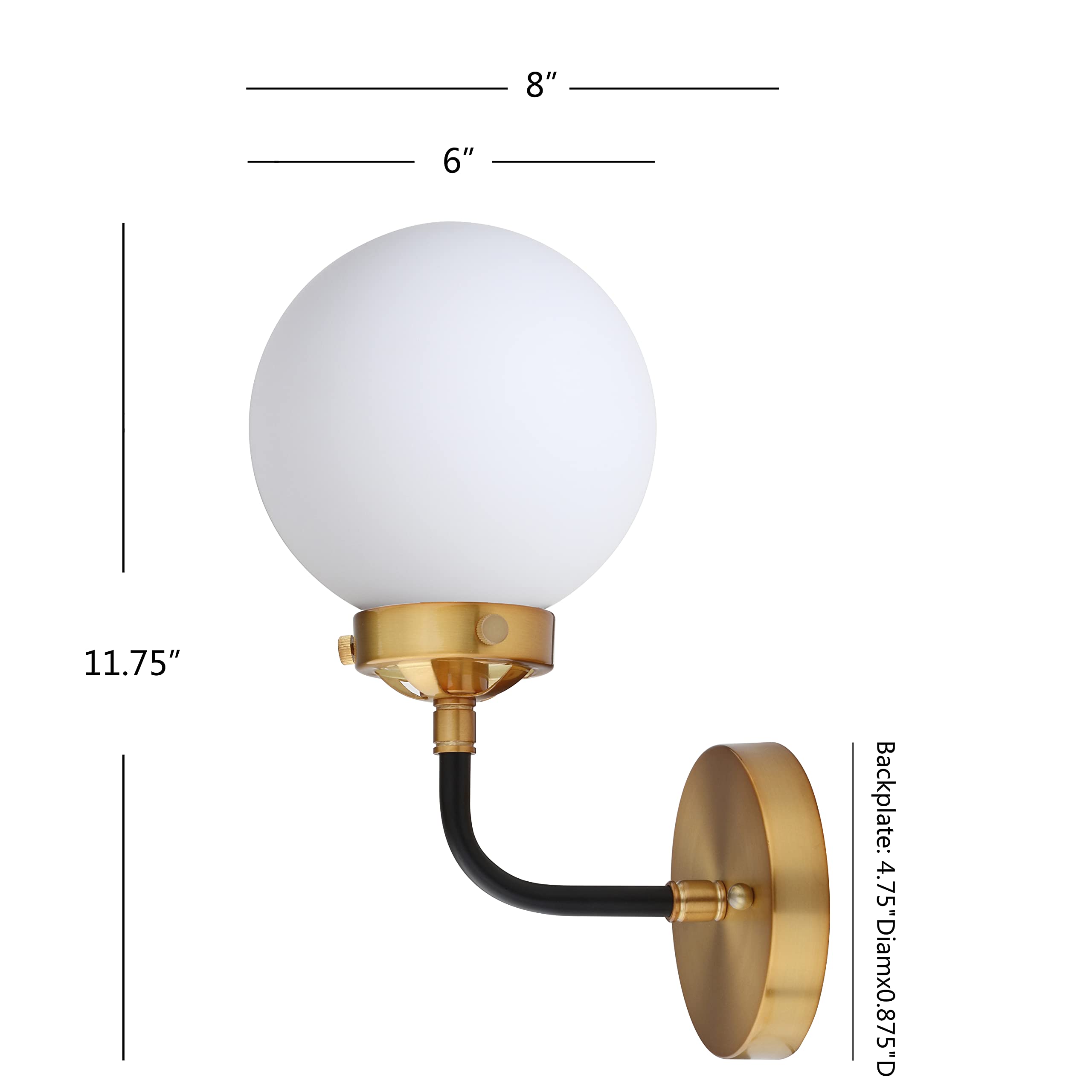 JONATHAN Y 1-Light Brass Vanity Light, Model JYL9056B, Contemporary Design, Brass Gold/Black Finish