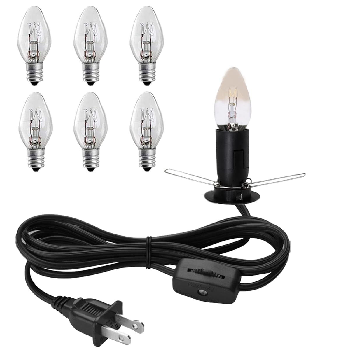Himalayan Salt Lamp Cord with Gear Switch,Original Replacement Cord with Base Assembly with E12 Socket,Christmas Light Bulb,Hima