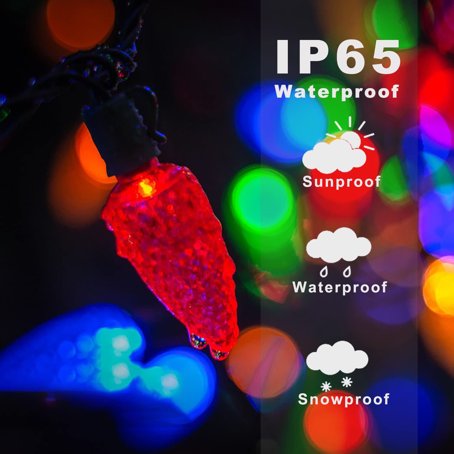 Hugsvik 39Ft 100 Led Solar Christmas Lights Outdoor, 8 Modes C6 Strawberry Lights, Waterproof Outdoor Christmas String Lights Fo