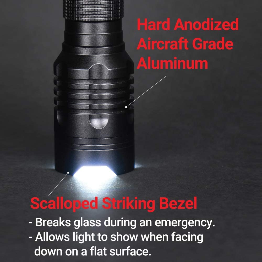 Feit Electric LED Tactical Flashlight - 1000 Lumens, Aluminum Alloy, Zoomable, 8.1 inches, Model FL1000, Adjustable Brightness