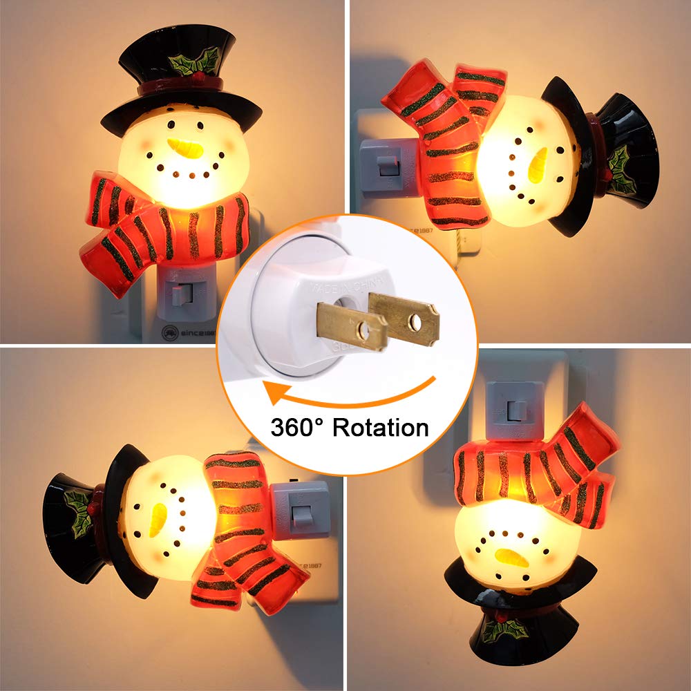 Dromance Snowman Night Light - Plug-In Manual On/Off, Incandescent Bulb, 360° Swivel Plug