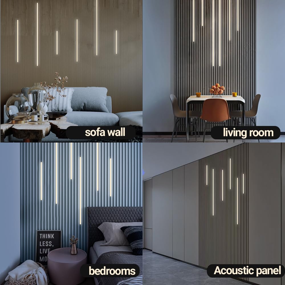 Hamrvl Black Led Recessed Lighting Kit - 6 Pcs Dc12V White Led Light With Smart Switch Adapter 3000K Self-Adhesive Wall Panel Lights For Wood Slat Wall Panels Headboards Stairs Under Cabinet Lighting