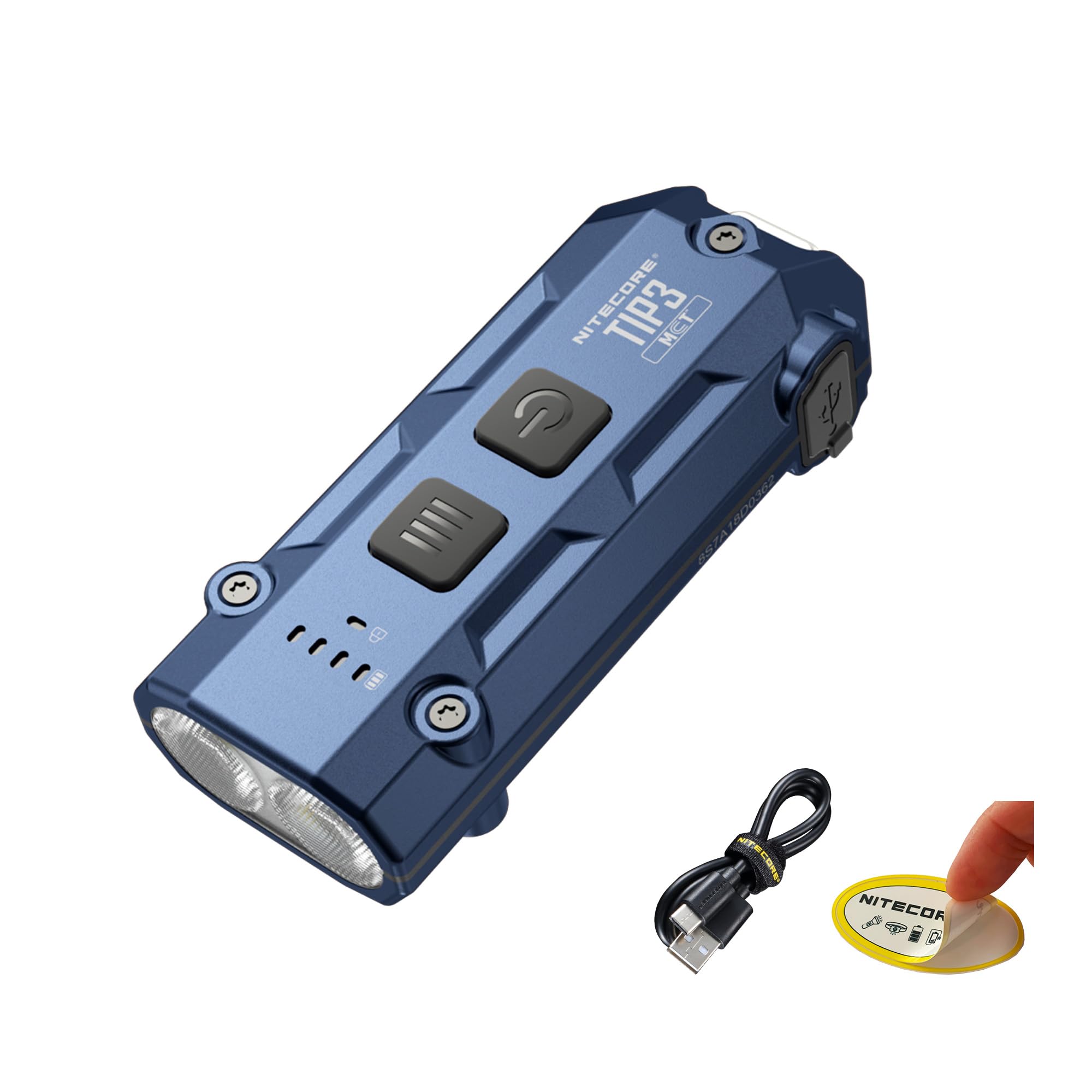 Nitecore TIP3 720-Lumen Rechargeable Keychain Flashlight, 3 Color Temperatures EDC Light, USB-C with Pocket Clip (Blue)