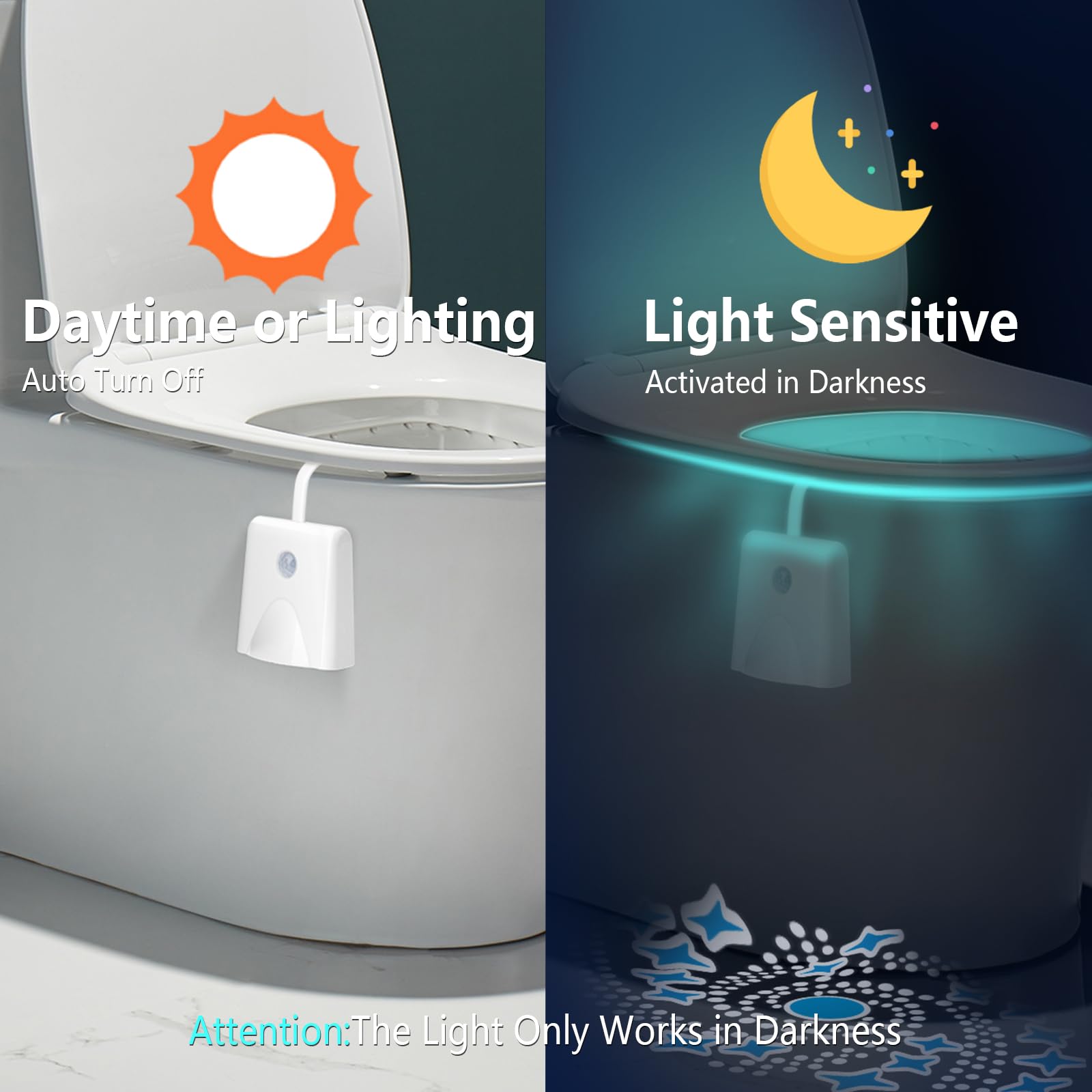 Lavaed Toilet Nights Lights 16 Color Changing,Motion Sensor Activated Led Projection Nightlight Usb Rechargeable Toilet Bowl Lig