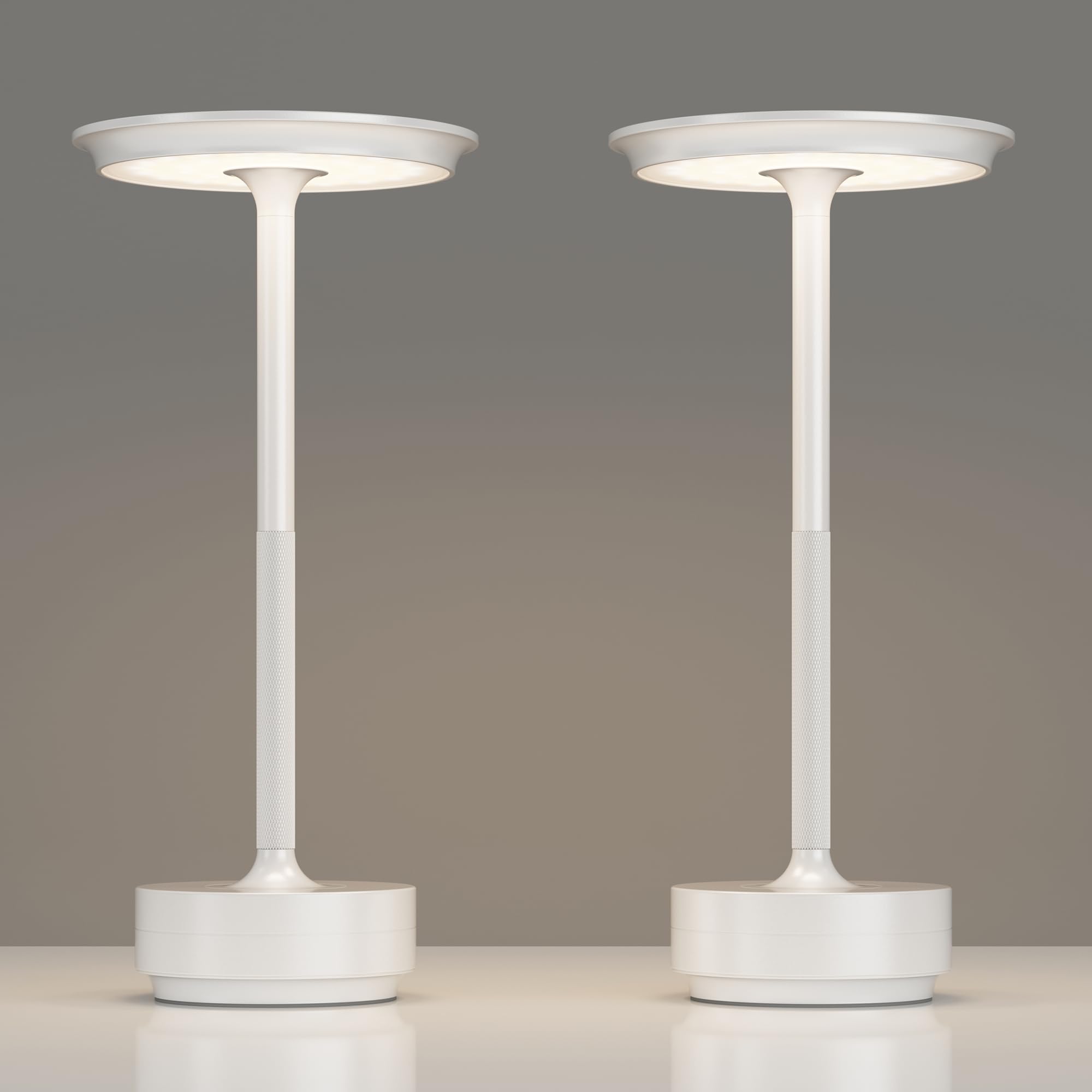 TBBGA Rechargeable Cordless Table Lamps, 5000mAh, 3 Color Dimming, Aluminum, Model T106C, White-2