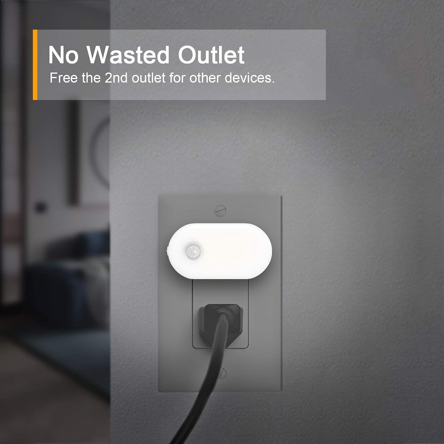 Lyridz Motion Sensor Night Light 1-120LM, Cold White, 2 Pack, Adjustable Brightness, LED Nightlight for Bedroom, Kitchen, Stairs