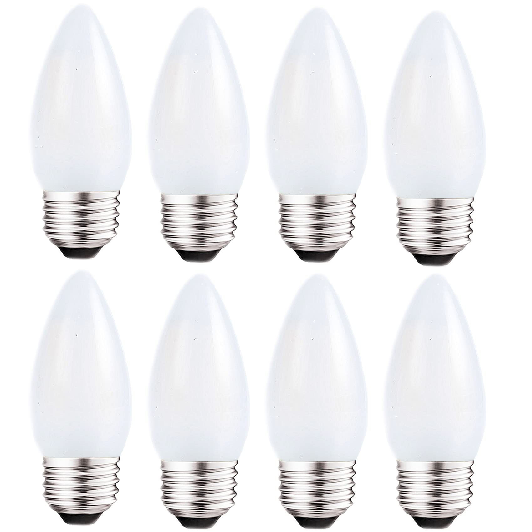 Sunaiony Frosted Led Candelabra Light Bulbs E26 Medium Base 2W Dimmable Soft White 3000K 25W Equivalent, Led Decorative Candle L