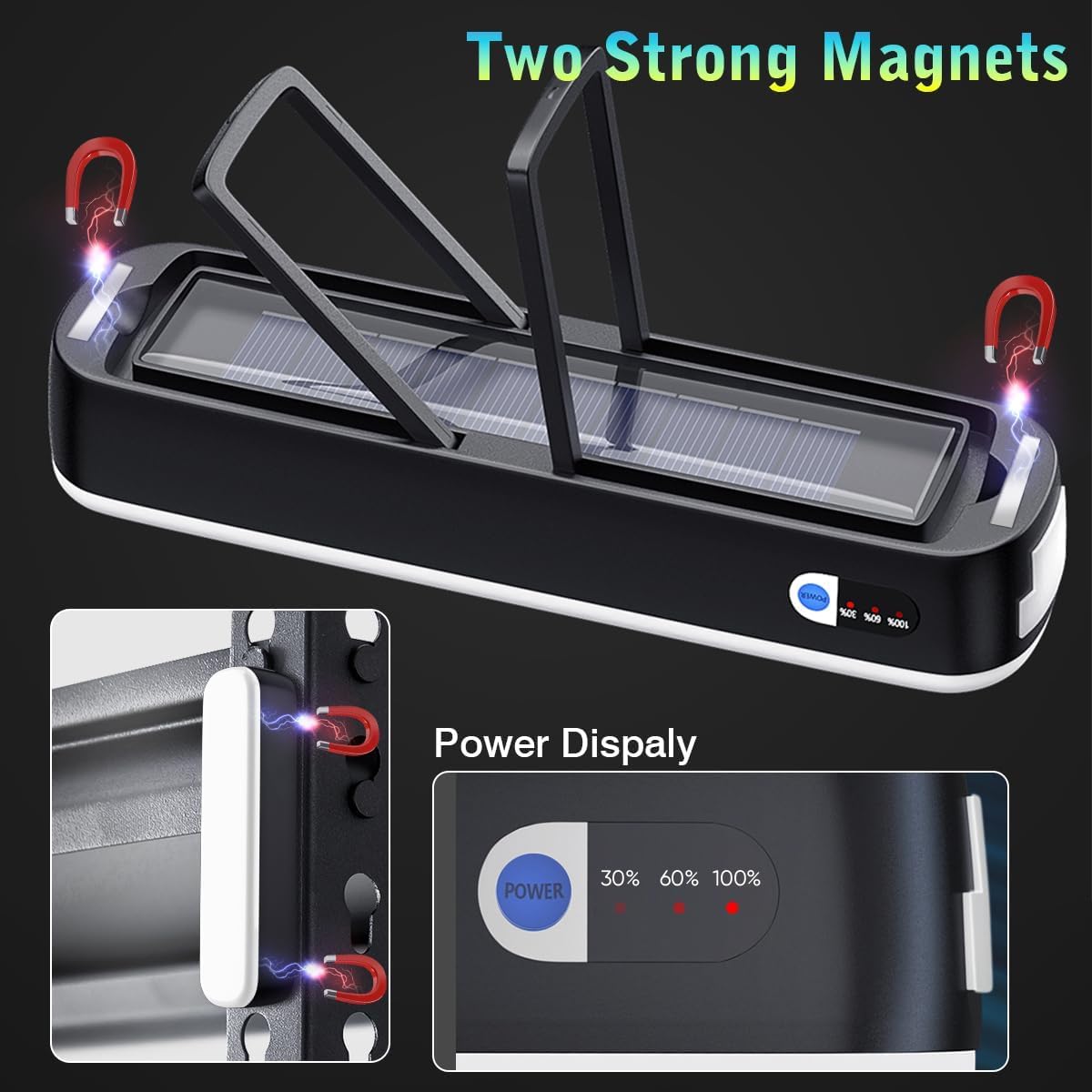 Nakcnm Camping Lantern Solar, Led Camping Lanterns Rechargeable 5 Modes, Camping Light With Magnet And Hook 5000Mah, Portable Waterproof Camp Light For Camping Hurricane Emergency Power Outage-Black