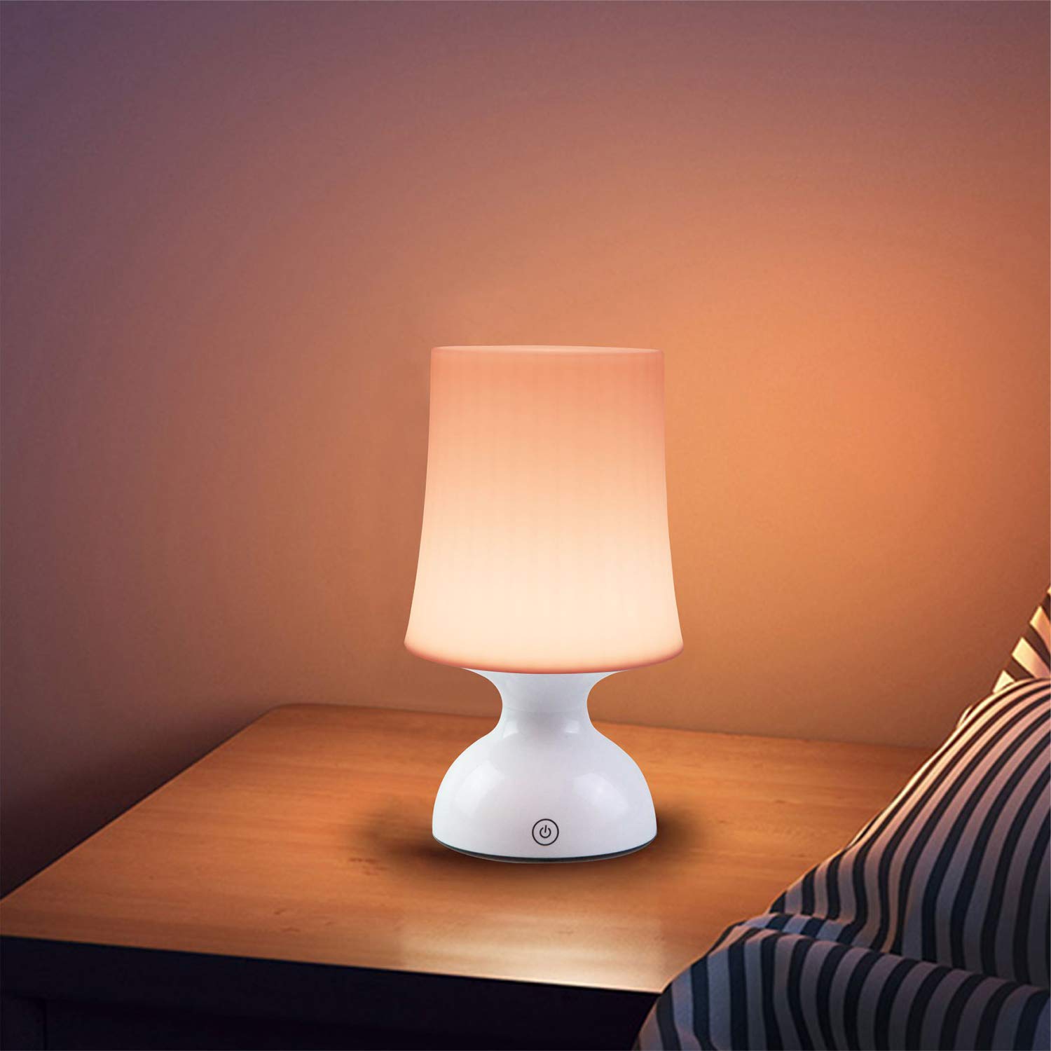 RiverLux LED Lamp, Battery Powered, Pink Table Decor, Model RL-NV002-WP, Peach Pink and White