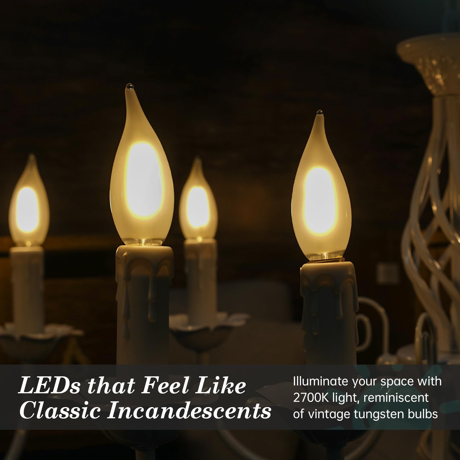 Amdtu E12 25 Watt Equivalent Frosted Small Base Led Bulb Candelabra Candle Ca10 Dimmable Ideal Chandelier Light For Dining Rooms