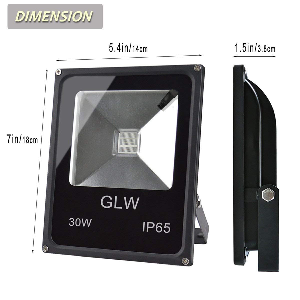 GLW 30W RGB LED Flood Light - Waterproof Stage Lighting with Remote, 16 Colors, Dimmable, Model FMW-R014FL-30W, IP65