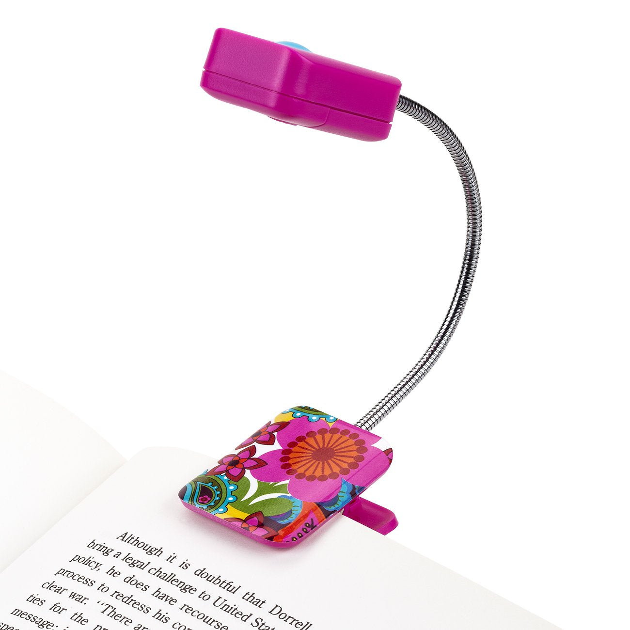WITHit French Bull Clip On Book Light - Pink Raj - Square LED Reading Light for Books and eBooks, Reduced Glare, Portable and Li