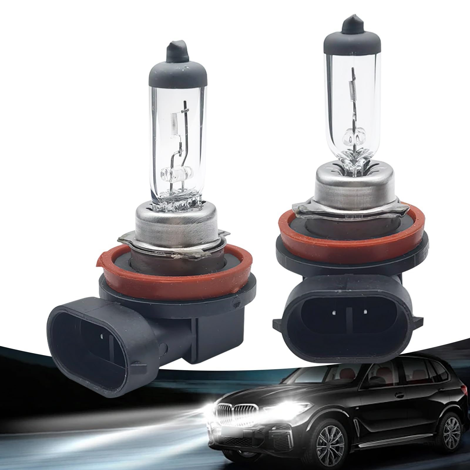 gunhunt Halogen Bulb, 12V Quartz Lamp, Ultra-bright Beam, 2 PCS, H8 Model, Warm White Light, Plug and Play, Universal Car Lighting