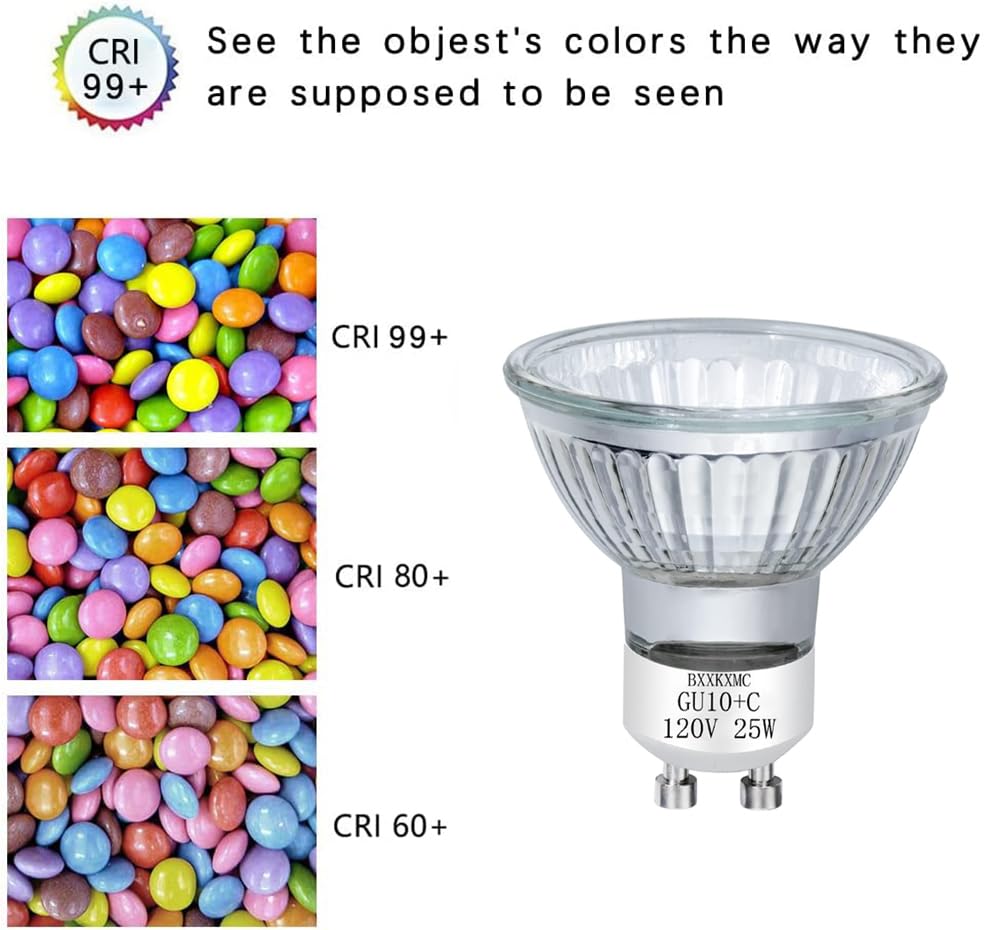 BXXKXMC Halogen Bulb 25W GU10 Warm White Glass Candle Warmer Replacement (4 Pack) Dimmable for Wax Melt & Track Lighting