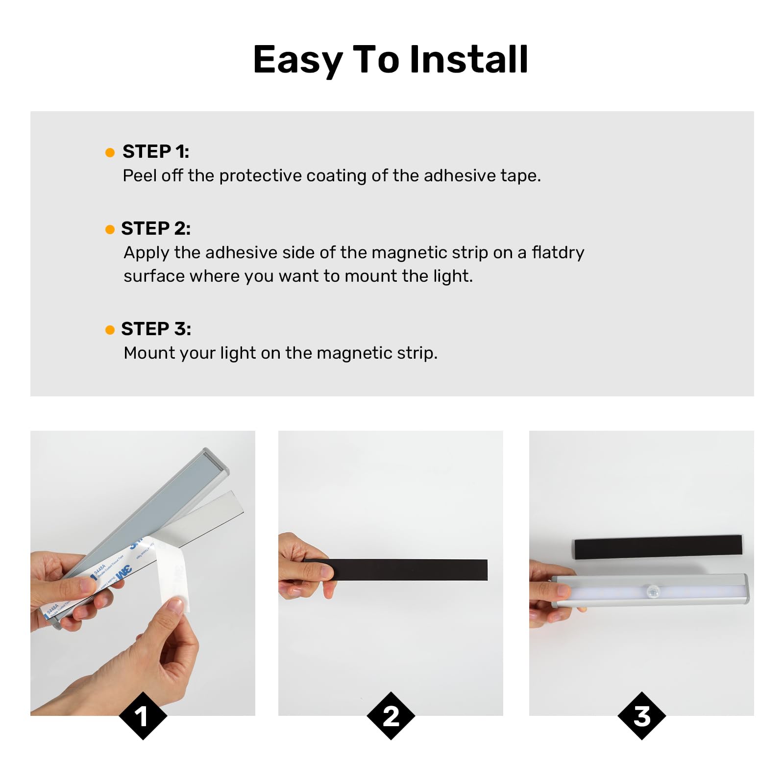 Fymblin Motion Sensor RV Step Lights, 10 LED Battery Operated, 7.5 Inch, White Light, Model RV-Light-01